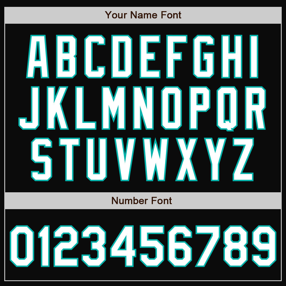 Custom Black White-Aqua Bomber Full-Snap Varsity Letterman Jacket view 7