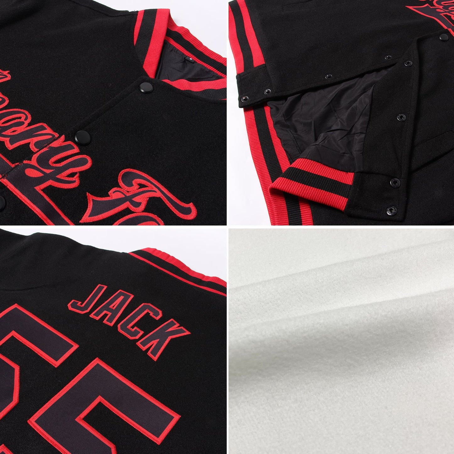 Custom White Teal-Black Bomber Full-Snap Varsity Letterman Jacket view 4