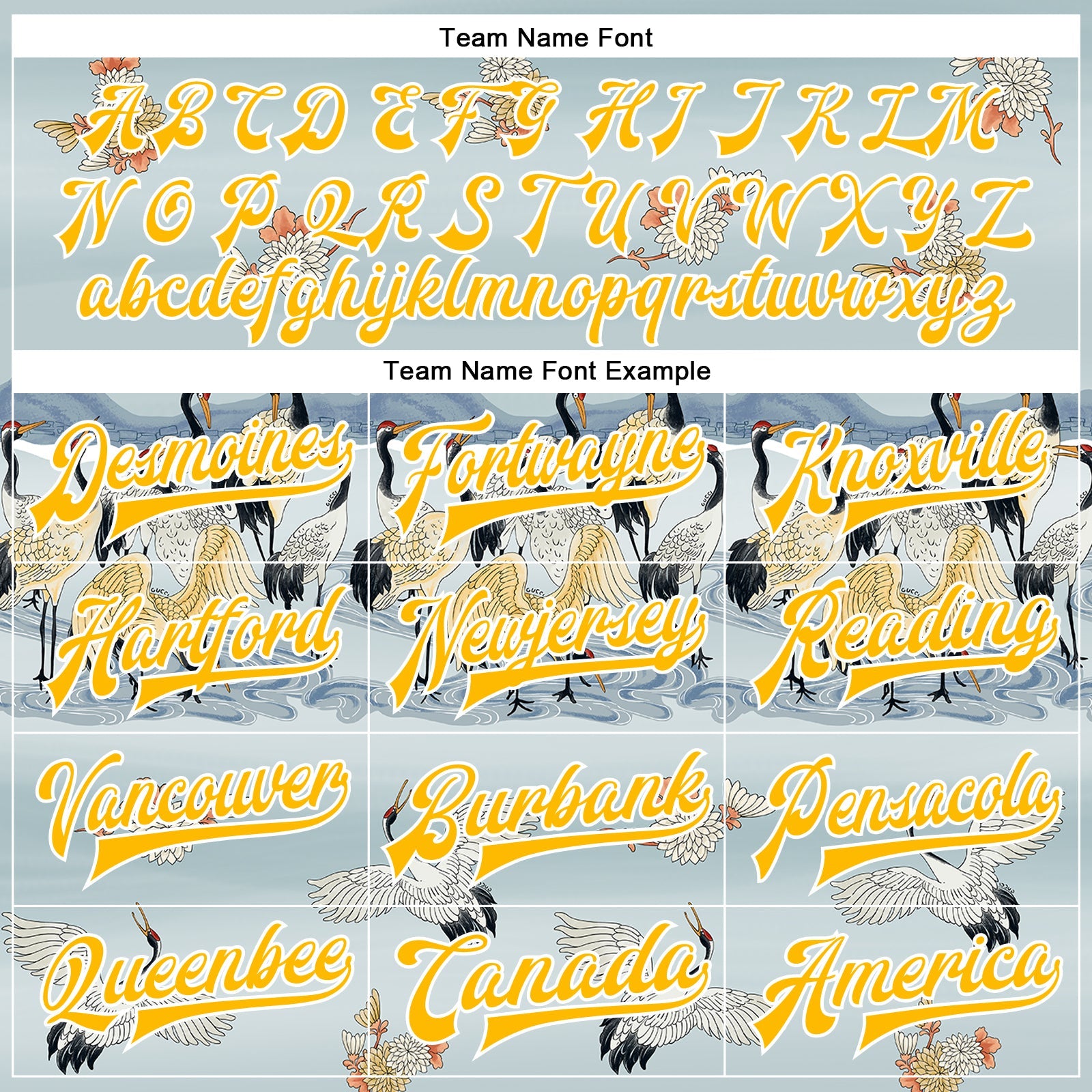 Custom Lakes Blue Gold-White Heron 3D Pattern Design Bomber Full-Snap Varsity Letterman Jacket view 6
