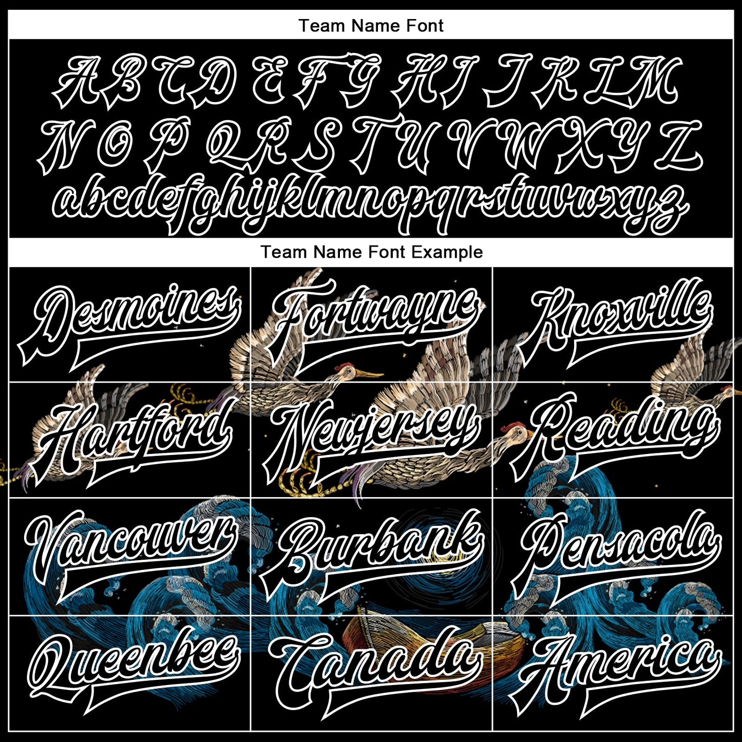Custom Black Royal-White Heron And Wave 3D Pattern Design Bomber Full-Snap Varsity Letterman Jacket view 6
