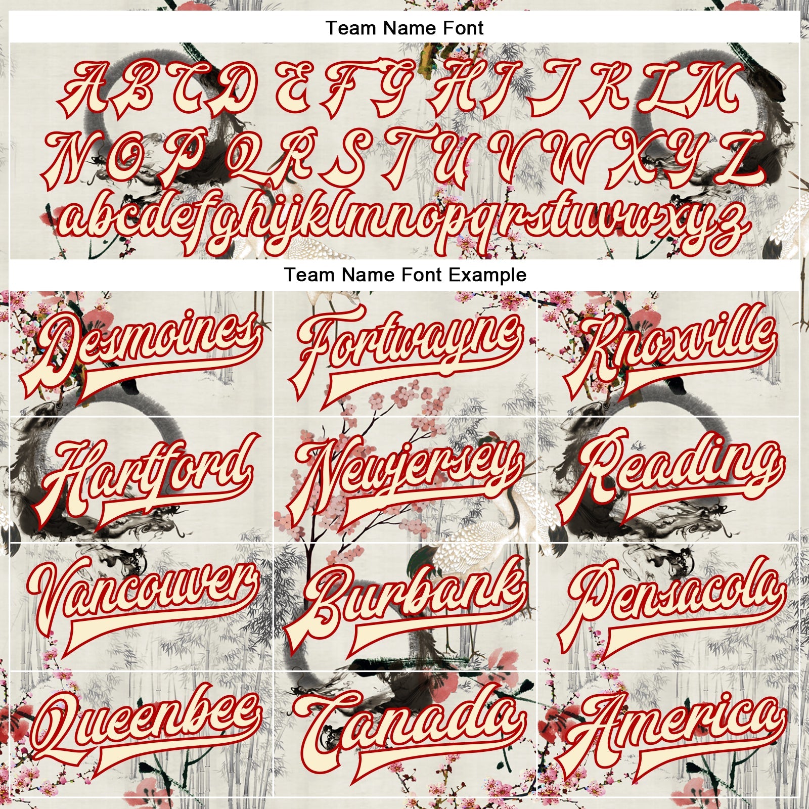 Custom Cream Red Heron And Flower 3D Pattern Design Bomber Full-Snap Varsity Letterman Jacket view 6