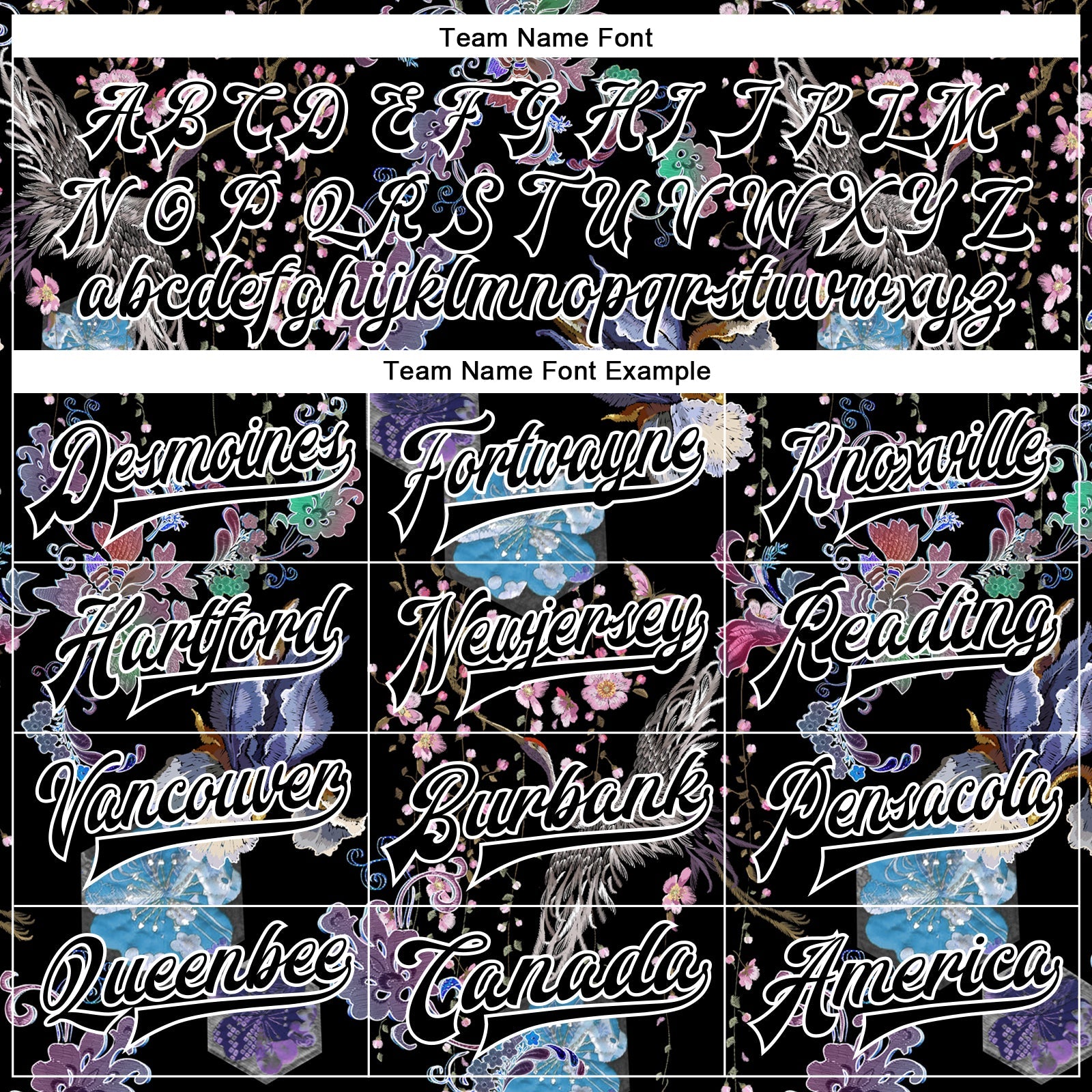 Custom Black White Heron And Flower 3D Pattern Design Bomber Full-Snap Varsity Letterman Jacket view 6