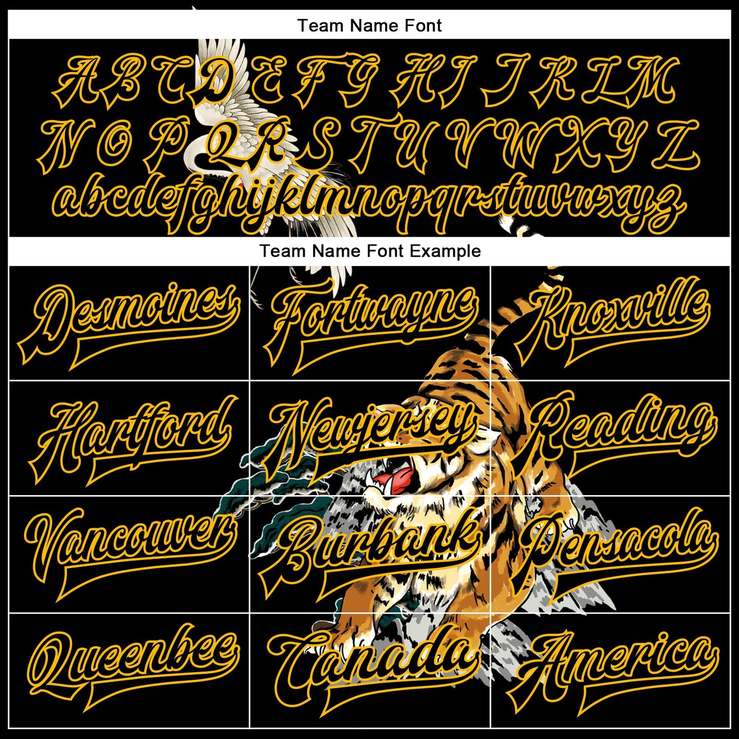 Custom Black Gold Heron And Tiger 3D Pattern Design Bomber Full-Snap Varsity Letterman Jacket view 6