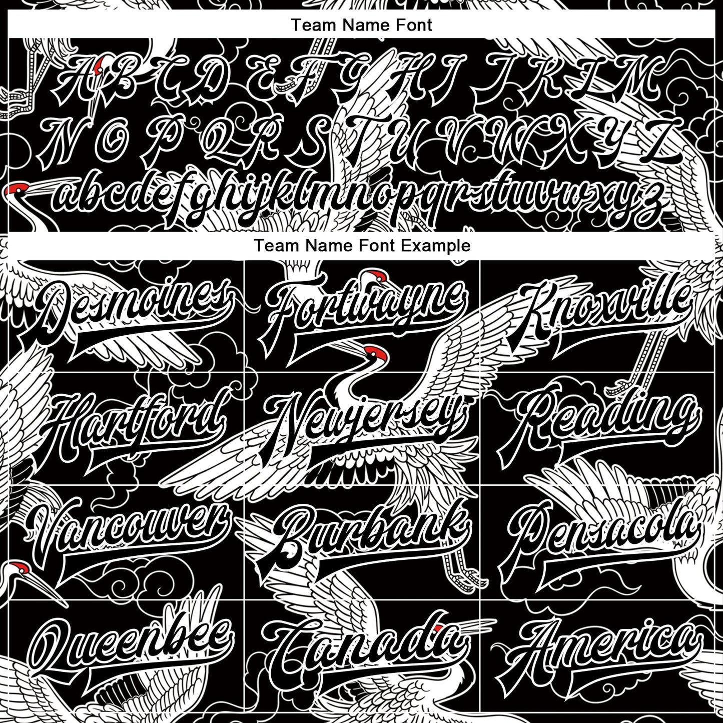 Custom Black White Heron And Cloud 3D Pattern Design Bomber Full-Snap Varsity Letterman Jacket view 6