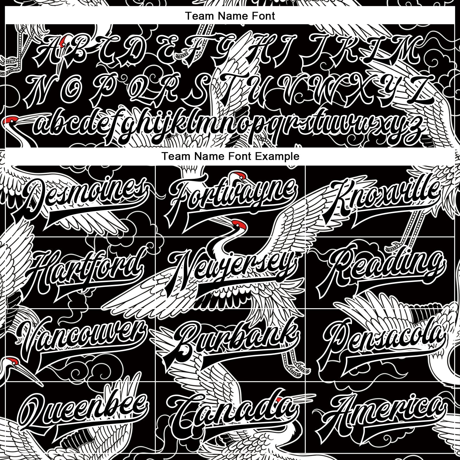 Custom Black White Heron And Cloud 3D Pattern Design Bomber Full-Snap Varsity Letterman Jacket view 6