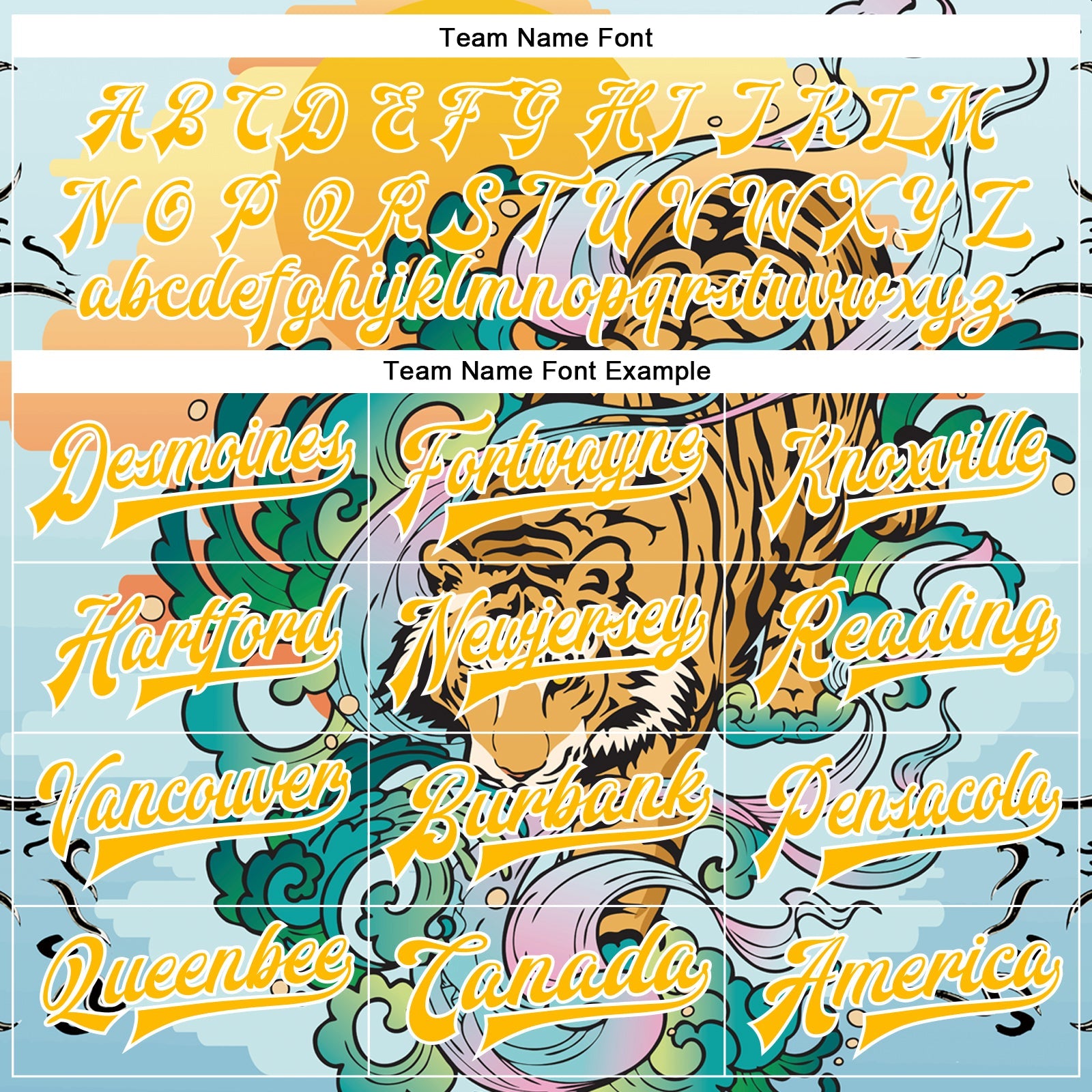 Custom Lakes Blue Gold-White Tiger 3D Pattern Design Bomber Full-Snap Varsity Letterman Jacket view 6