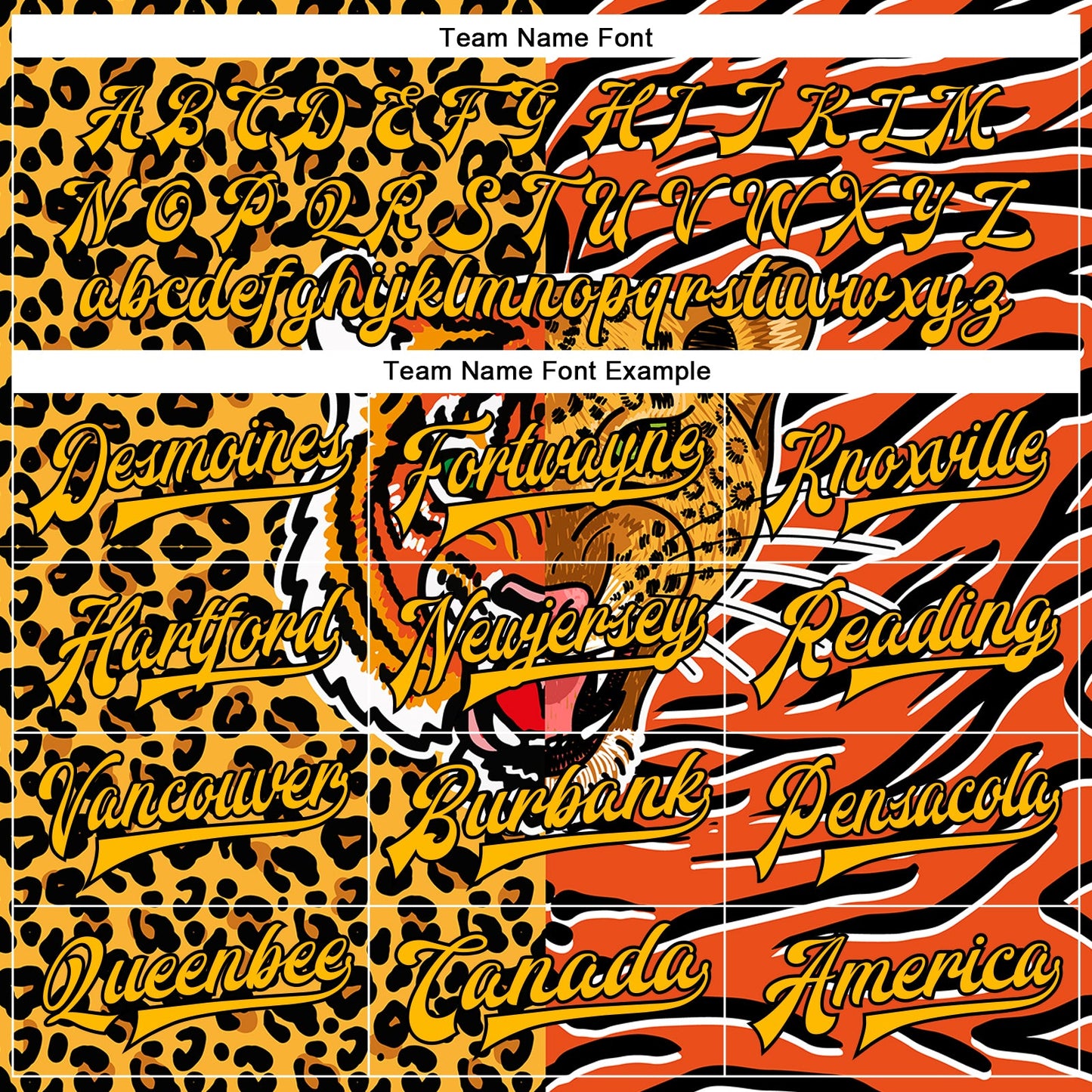 Custom Orange Gold-Black Tiger And Leopard Print 3D Pattern Design Bomber Full-Snap Varsity Letterman Jacket view 6