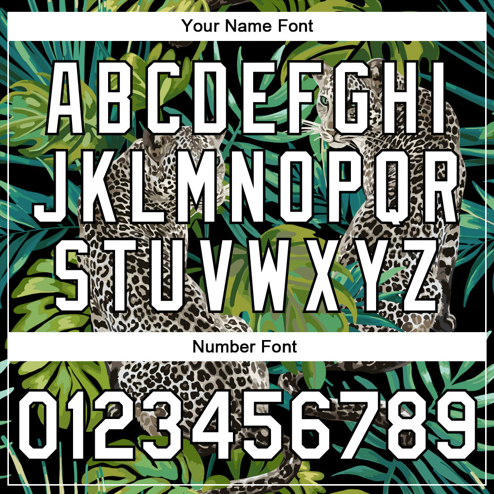 Custom Black White Leopard And Tropical Palm Plants 3D Bomber Full-Snap Varsity Letterman Jacket view 7
