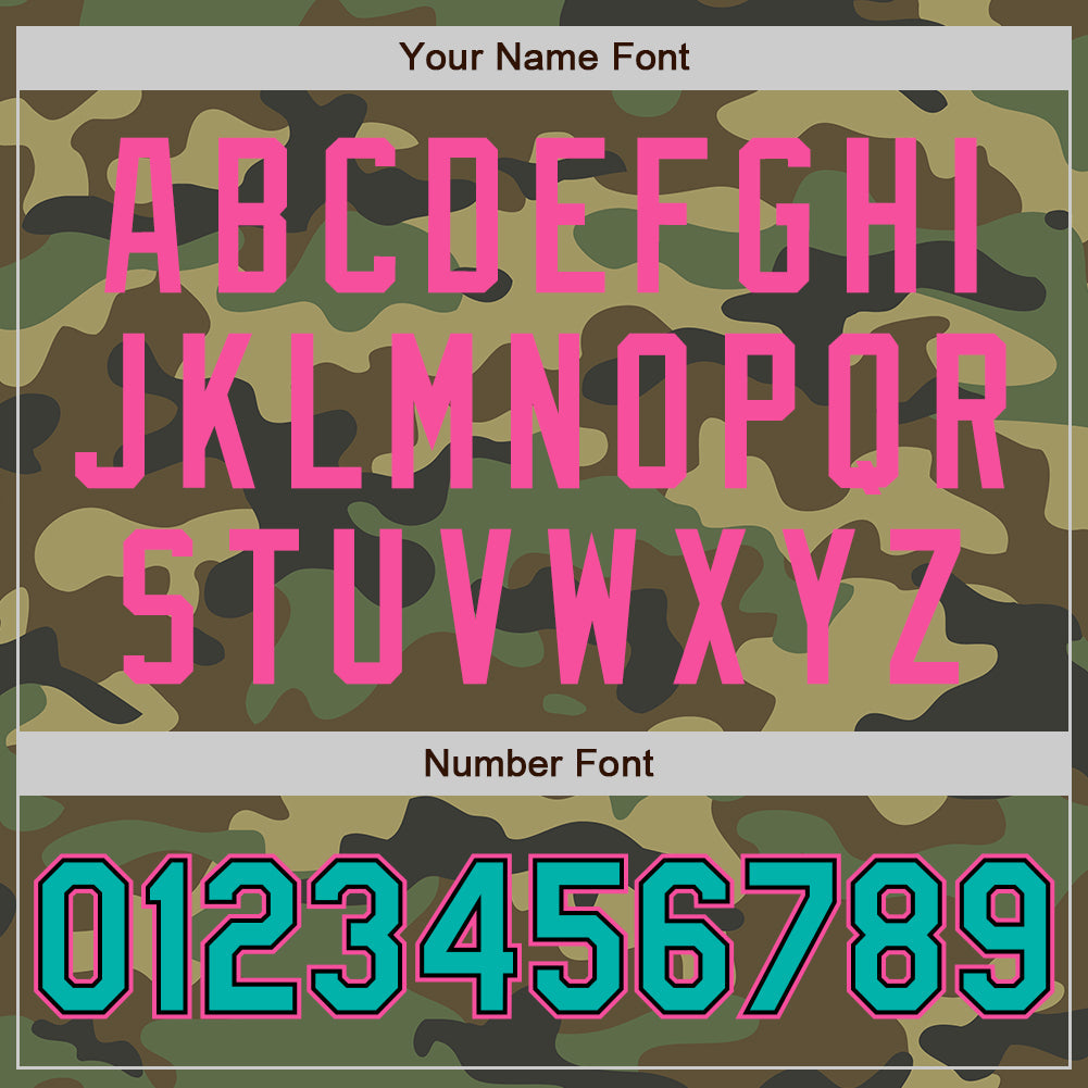 Custom Camo Aqua Black-Pink Bomber Full-Snap Varsity Letterman Salute To Service Jacket view 7