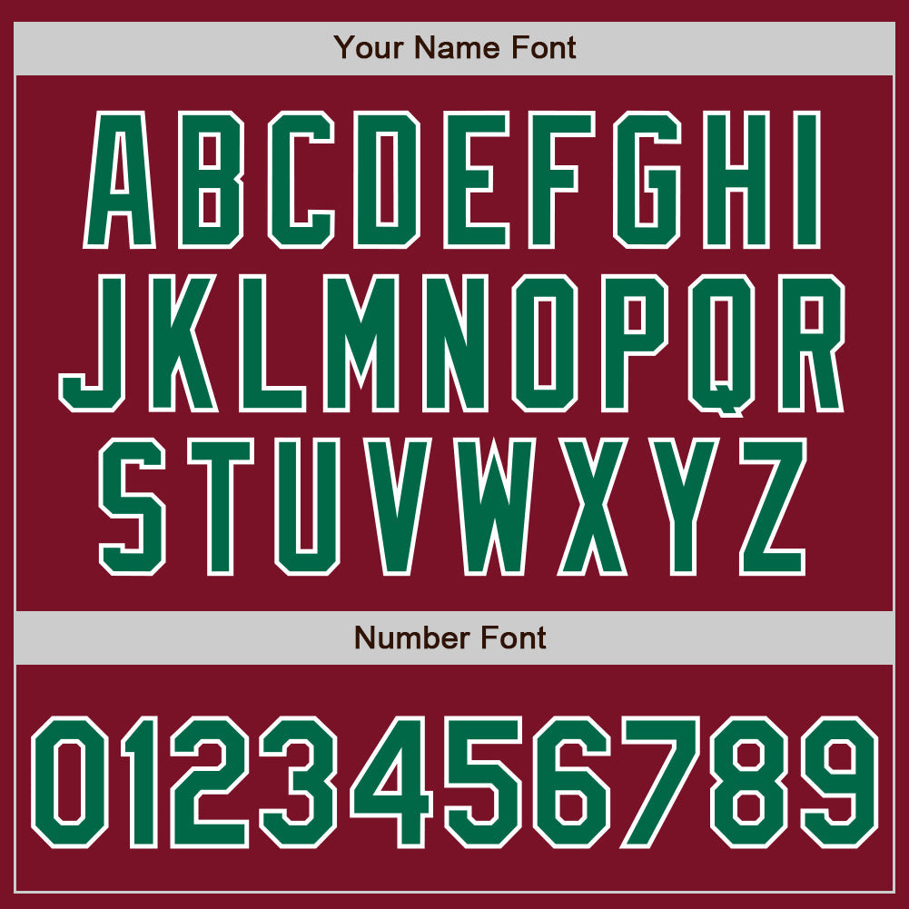 Custom Crimson Kelly Green-White Bomber Full-Snap Varsity Letterman Jacket view 7