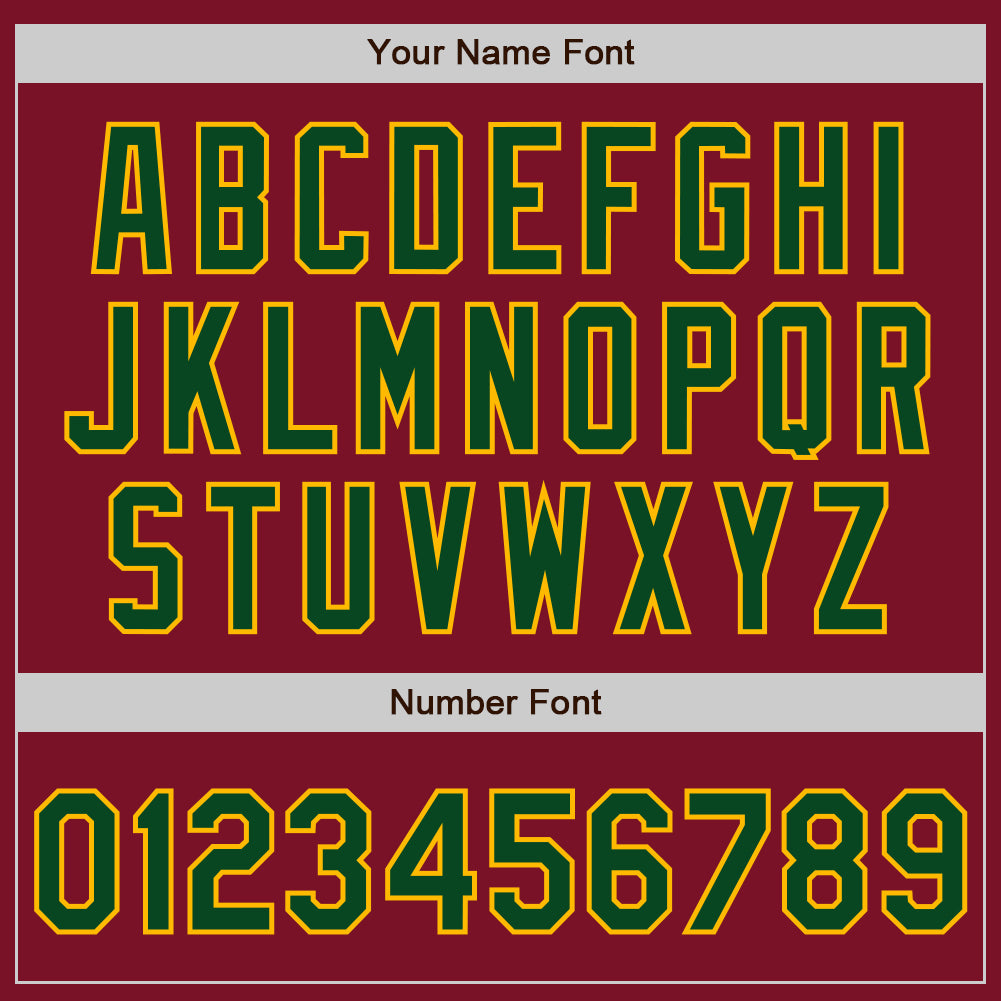 Custom Crimson Green-Gold Bomber Full-Snap Varsity Letterman Jacket view 7
