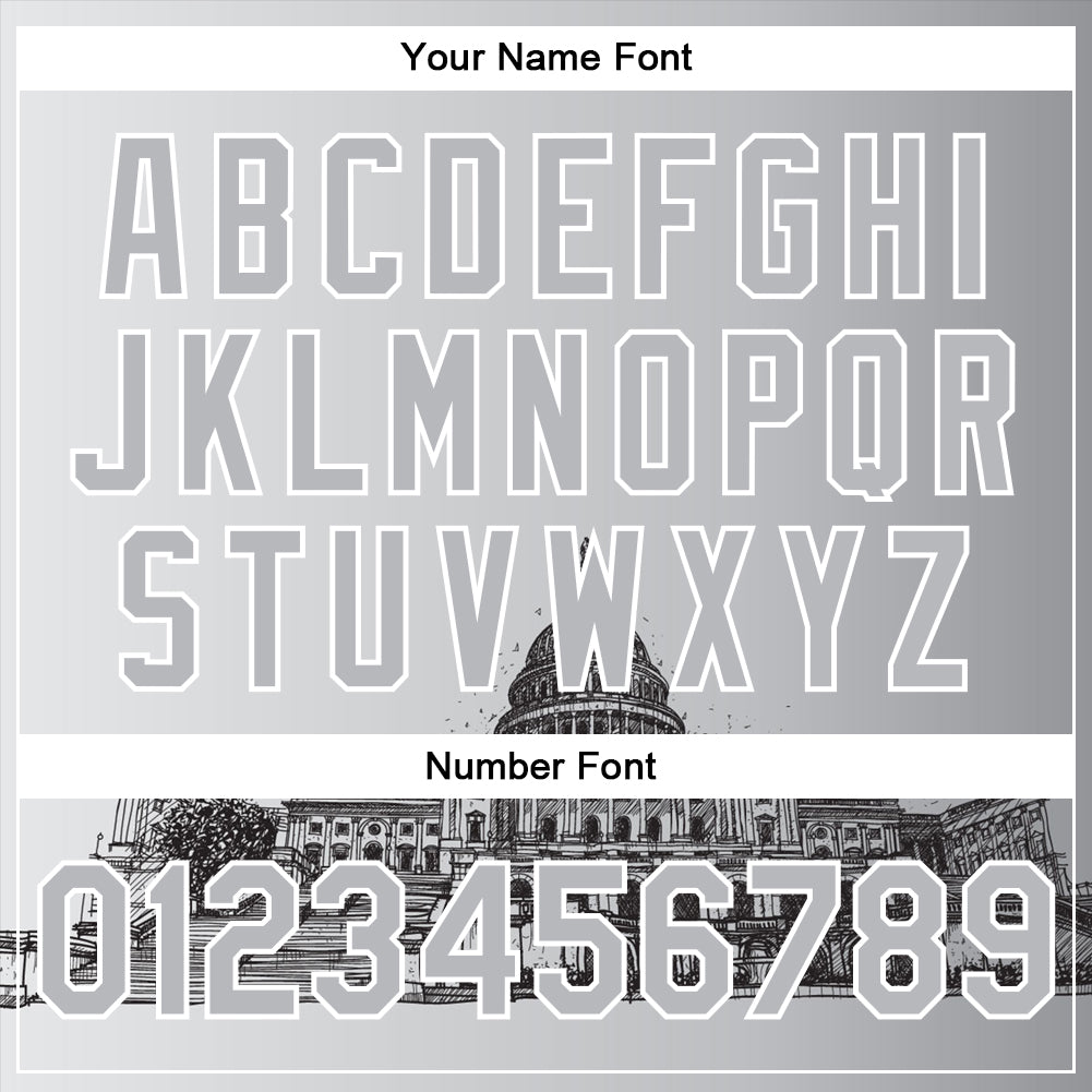 Custom Gray White-Black United States Capitol 3D Pattern Design Bomber Full-Snap Varsity Letterman Jacket view 7