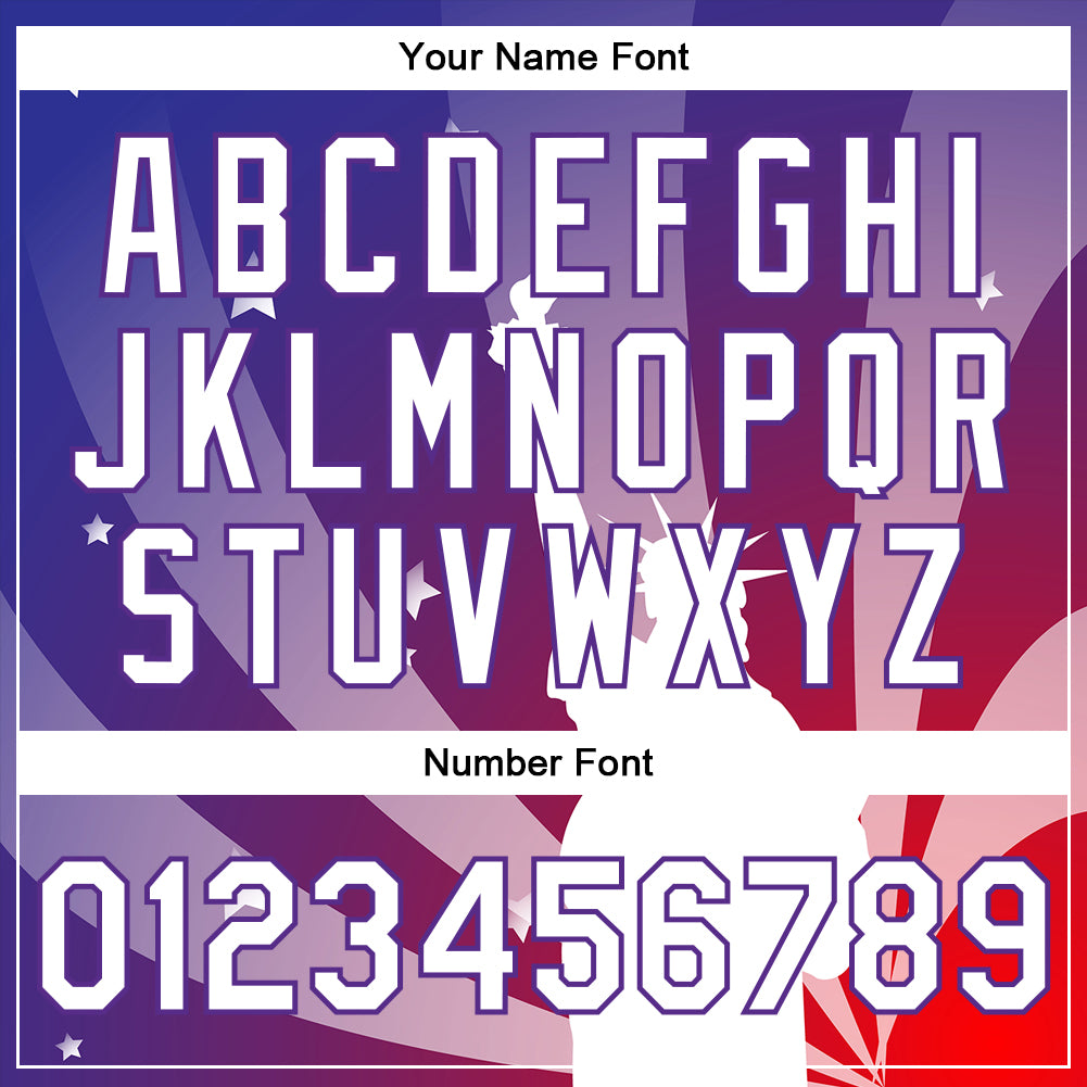 Custom Purple White-Red Statue of Liberty 3D Pattern Design Bomber Full-Snap Varsity Letterman Jacket view 7