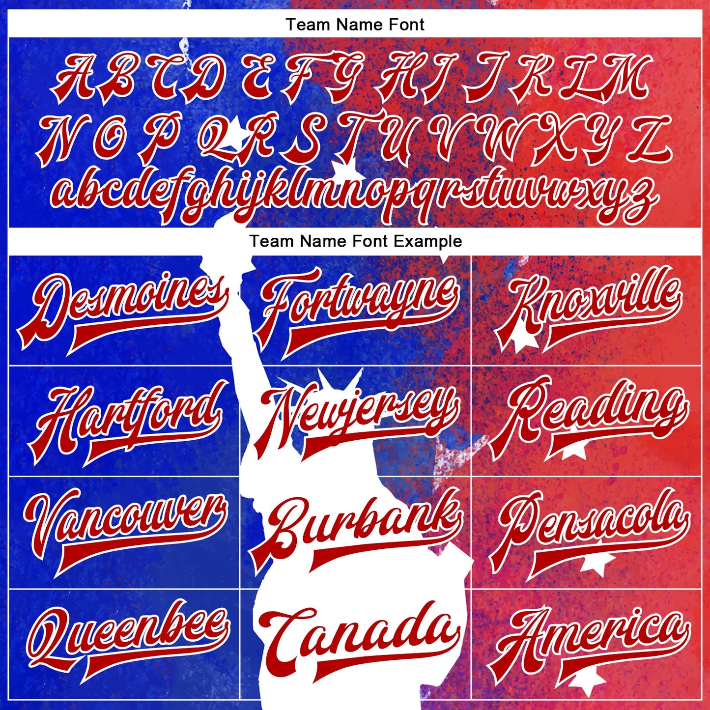 Custom Red Royal-White Statue of Liberty 3D Pattern Design Bomber Full-Snap Varsity Letterman Jacket view 6