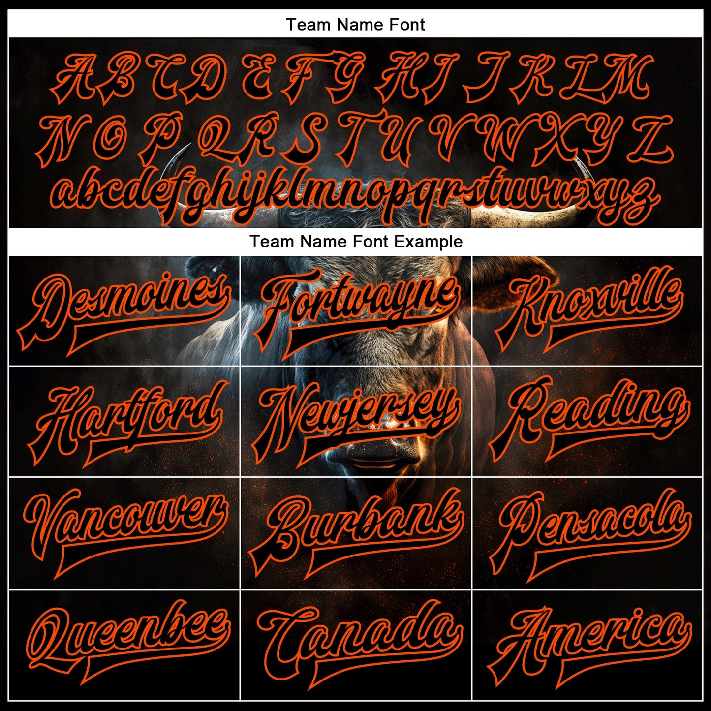 Custom Black Orange Angry Violent Bulls Face 3D Pattern Design Bomber Full-Snap Varsity Letterman Jacket view 6