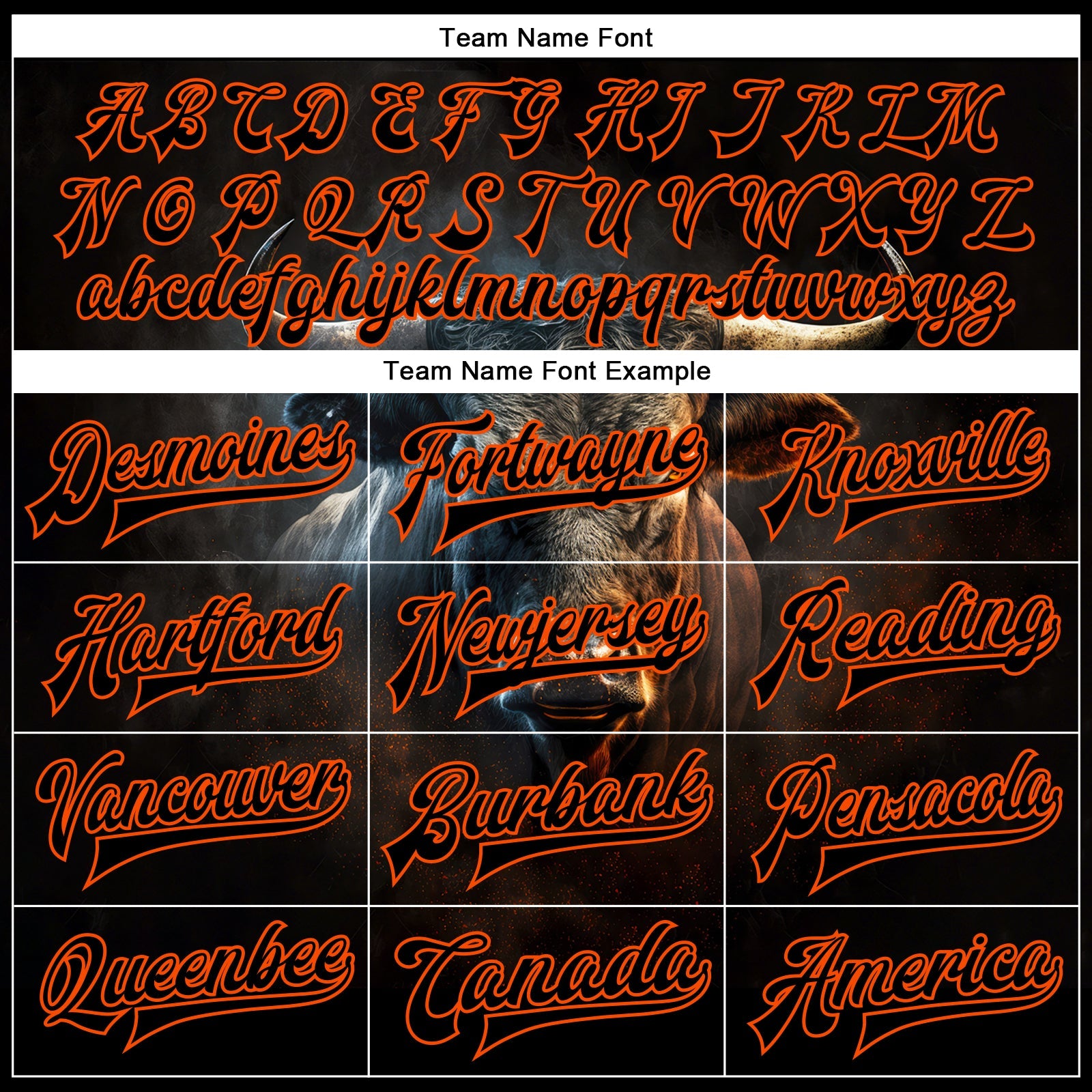 Custom Black Orange Angry Violent Bulls Face 3D Pattern Design Bomber Full-Snap Varsity Letterman Jacket view 6