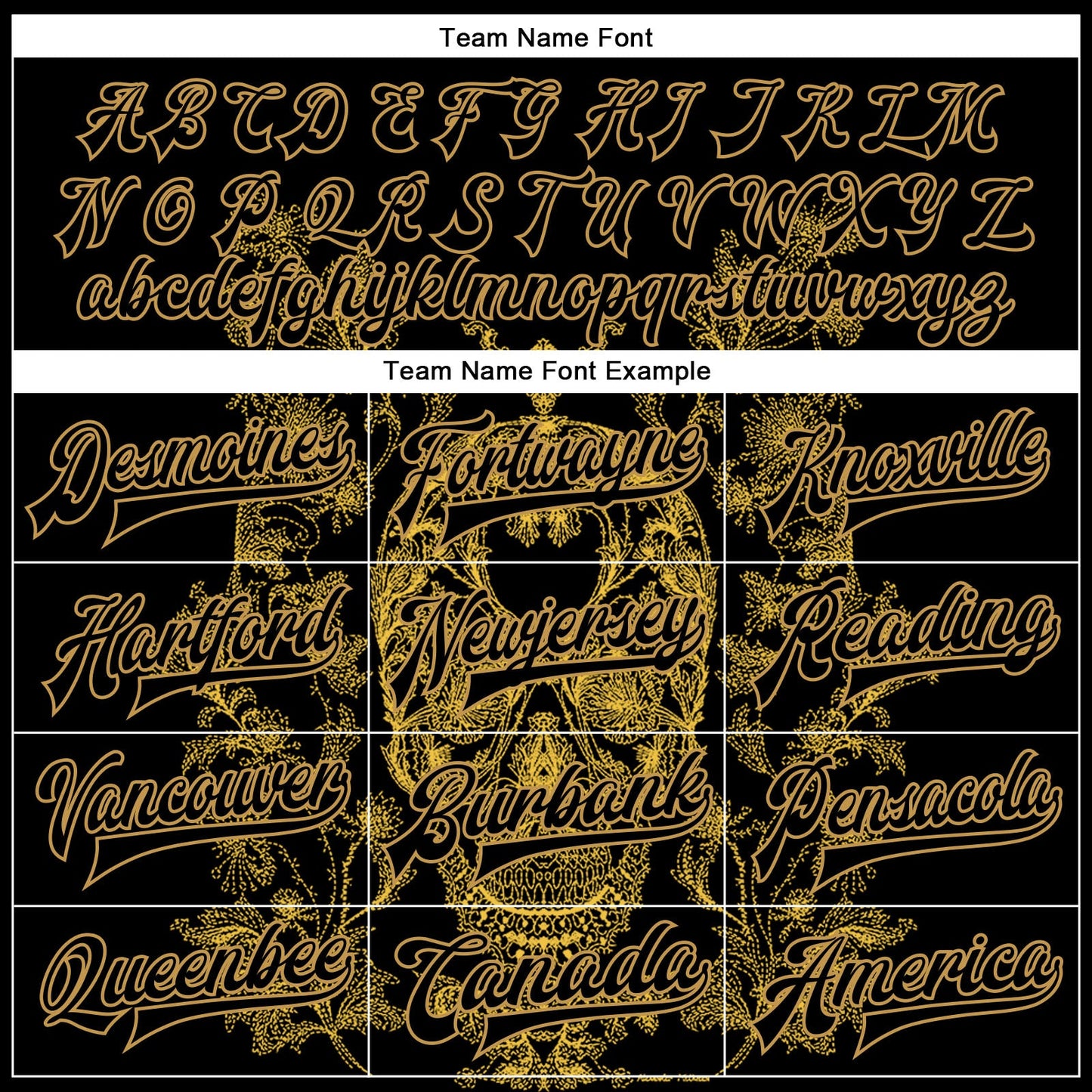 Custom Black Old Gold Skull Fashion 3D Bomber Full-Snap Varsity Letterman Jacket view 6