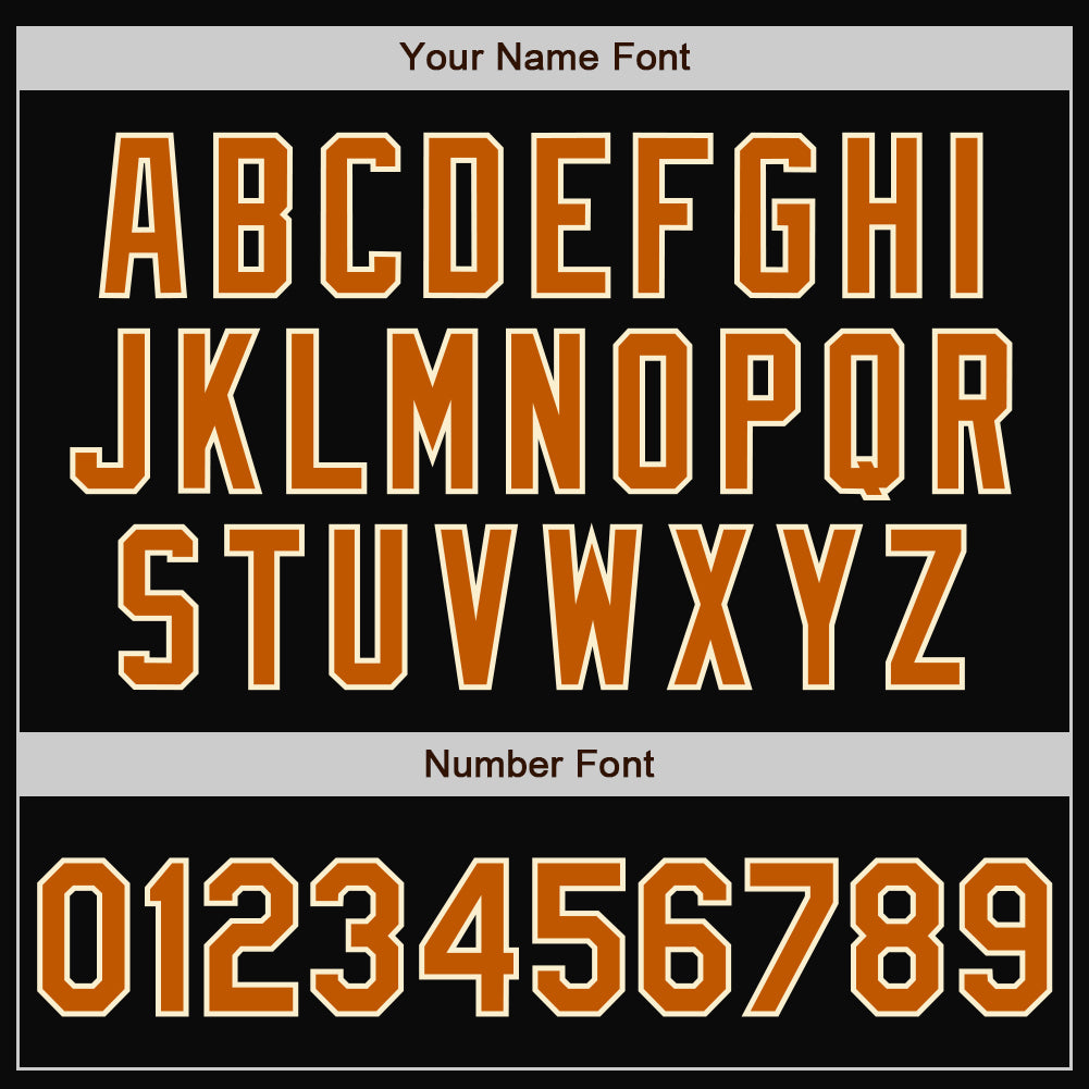 Custom Black Texas Orange-Cream Bomber Full-Snap Varsity Letterman Two Tone Jacket view 7