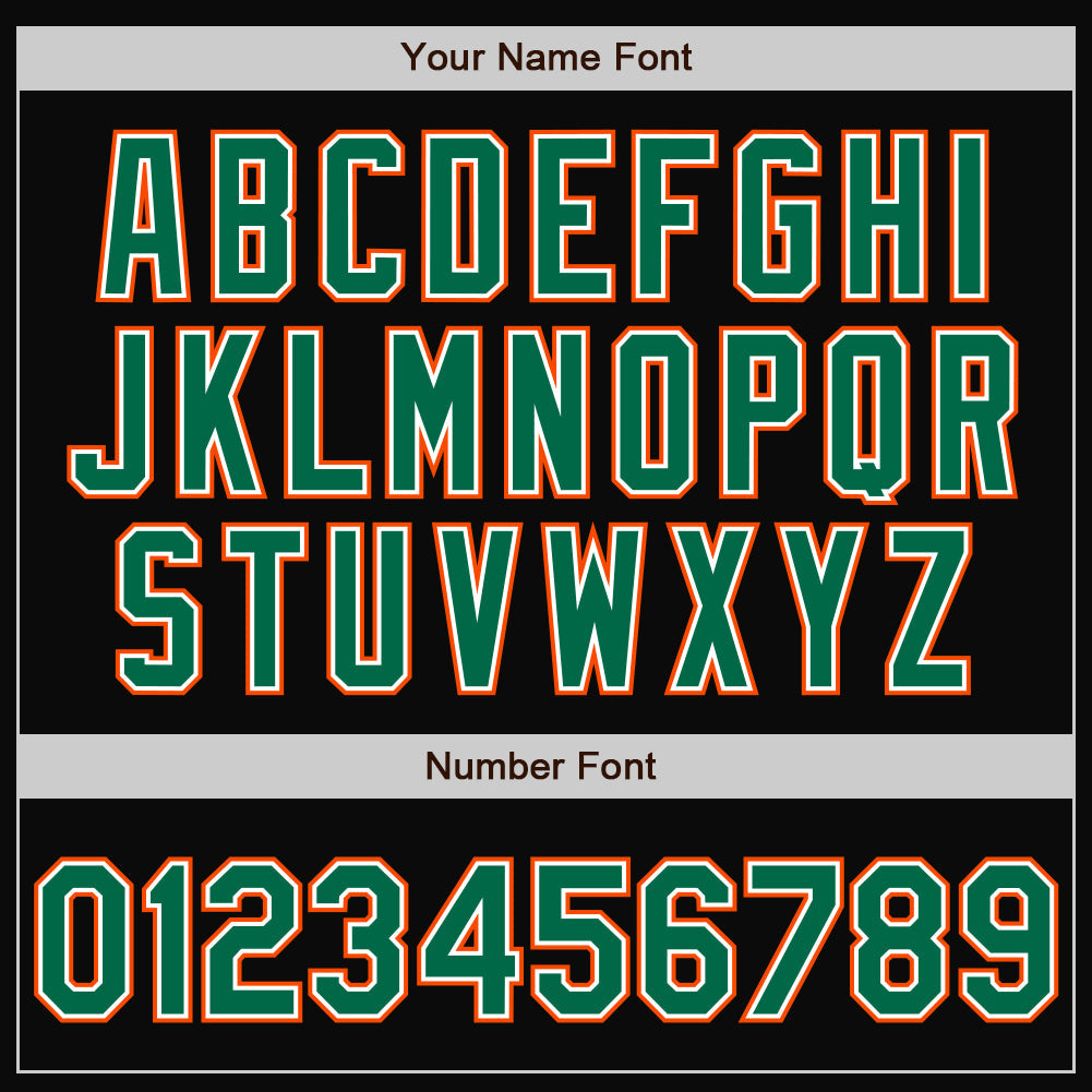 Custom Black Kelly Green-Orange Bomber Full-Snap Varsity Letterman Two Tone Jacket view 7
