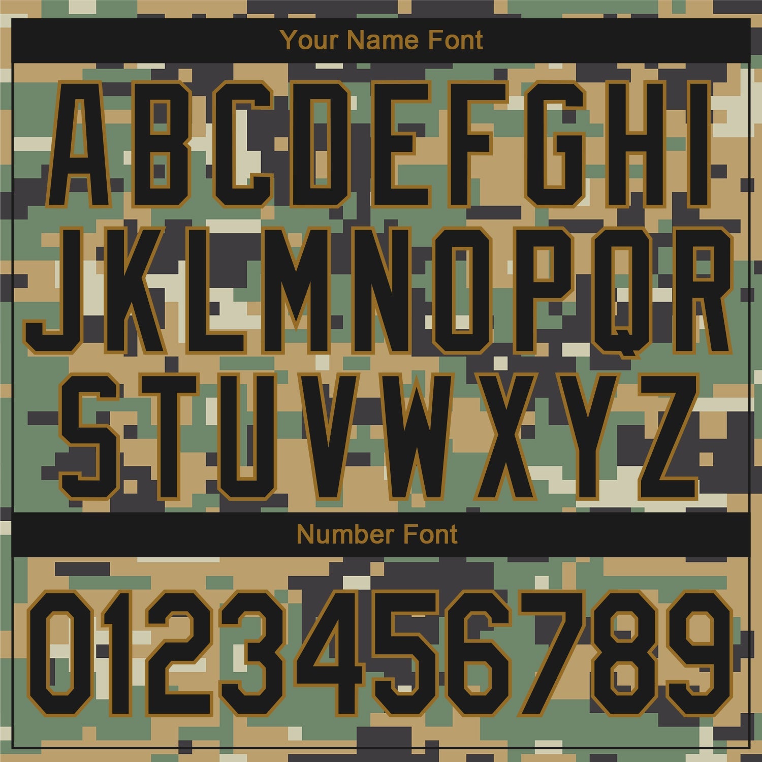 Custom Camo Old Gold-Black Digital Camouflage 3D Bomber Full-Snap Varsity Letterman Salute To Service Jacket view 7