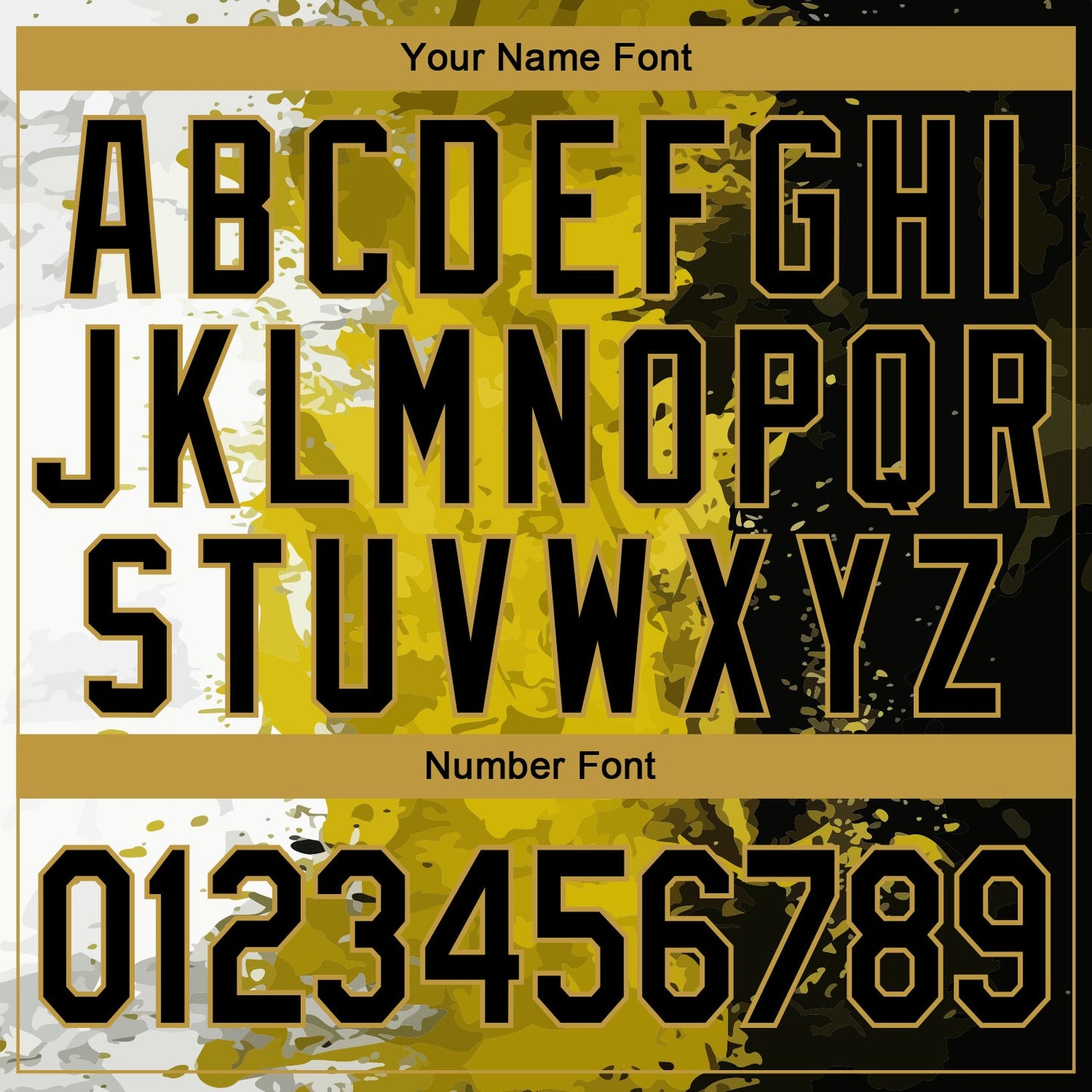 Custom Graffiti Pattern Black-Old Gold Grunge Art 3D Bomber Full-Snap Varsity Letterman Jacket view 7