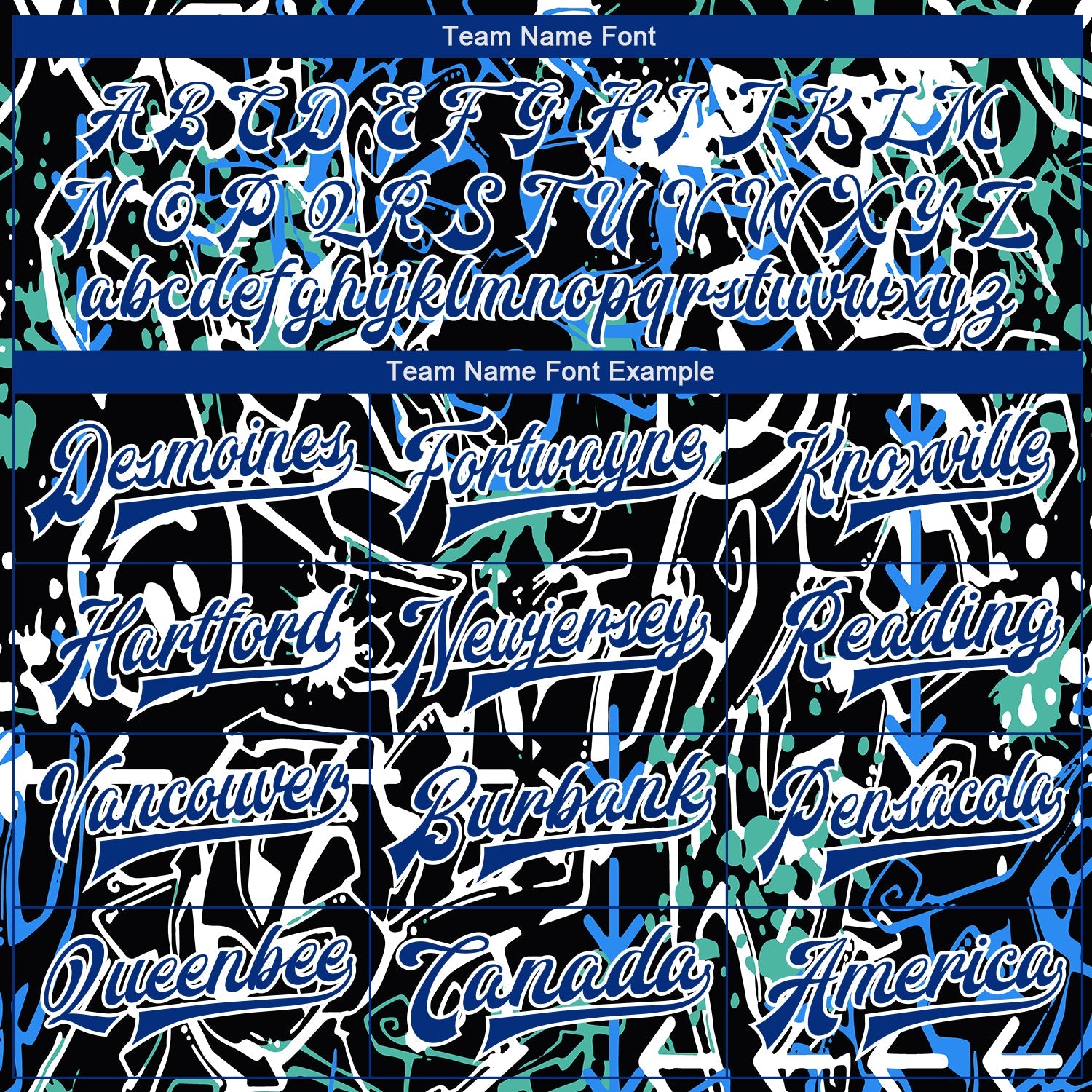 Custom Graffiti Pattern Royal-White Abstract Grunge Art 3D Bomber Full-Snap Varsity Letterman Jacket view 6