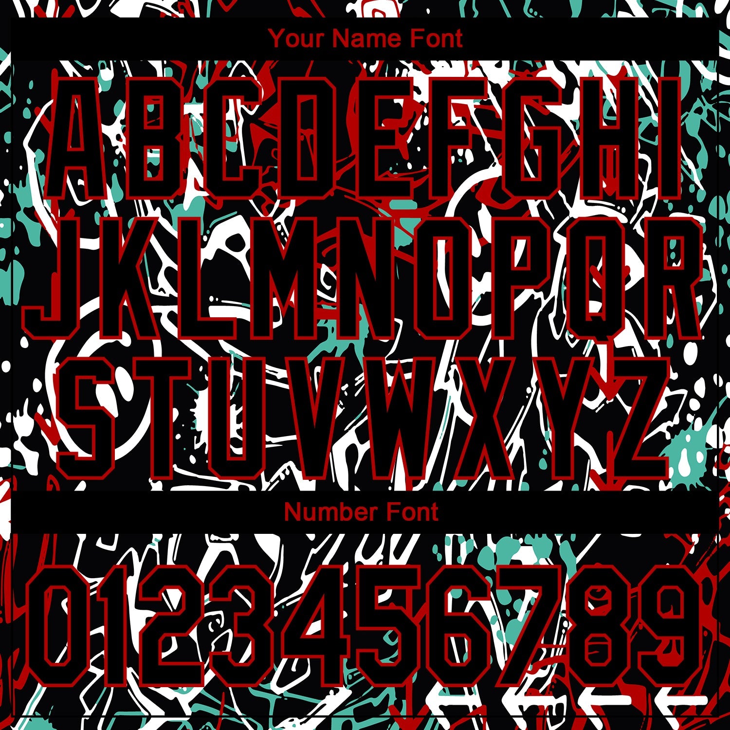 Custom Graffiti Pattern Black-Red Abstract Grunge Art 3D Bomber Full-Snap Varsity Letterman Jacket view 7