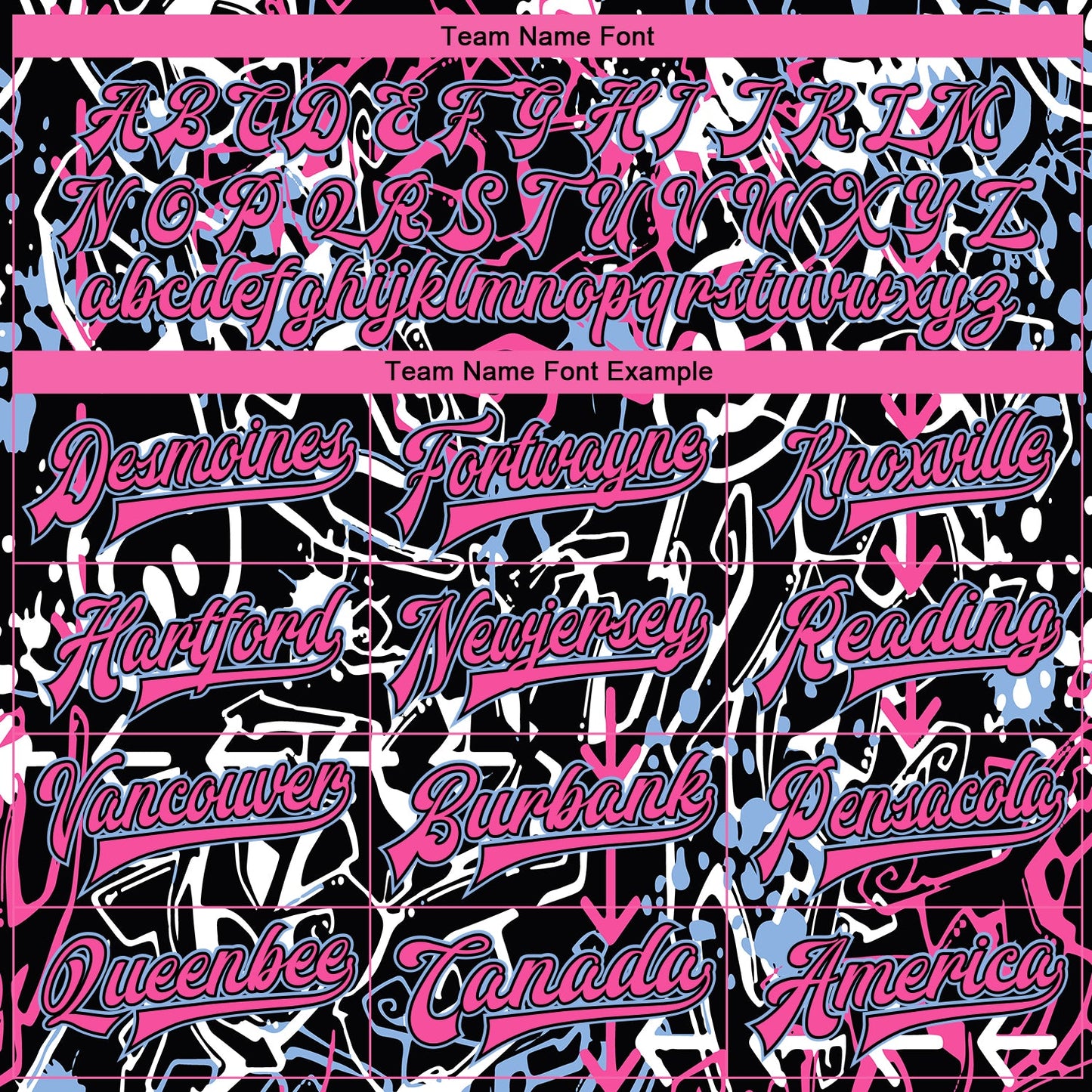 Custom Graffiti Pattern Pink-Light Blue Abstract Grunge Art 3D Bomber Full-Snap Varsity Letterman Jacket view 6
