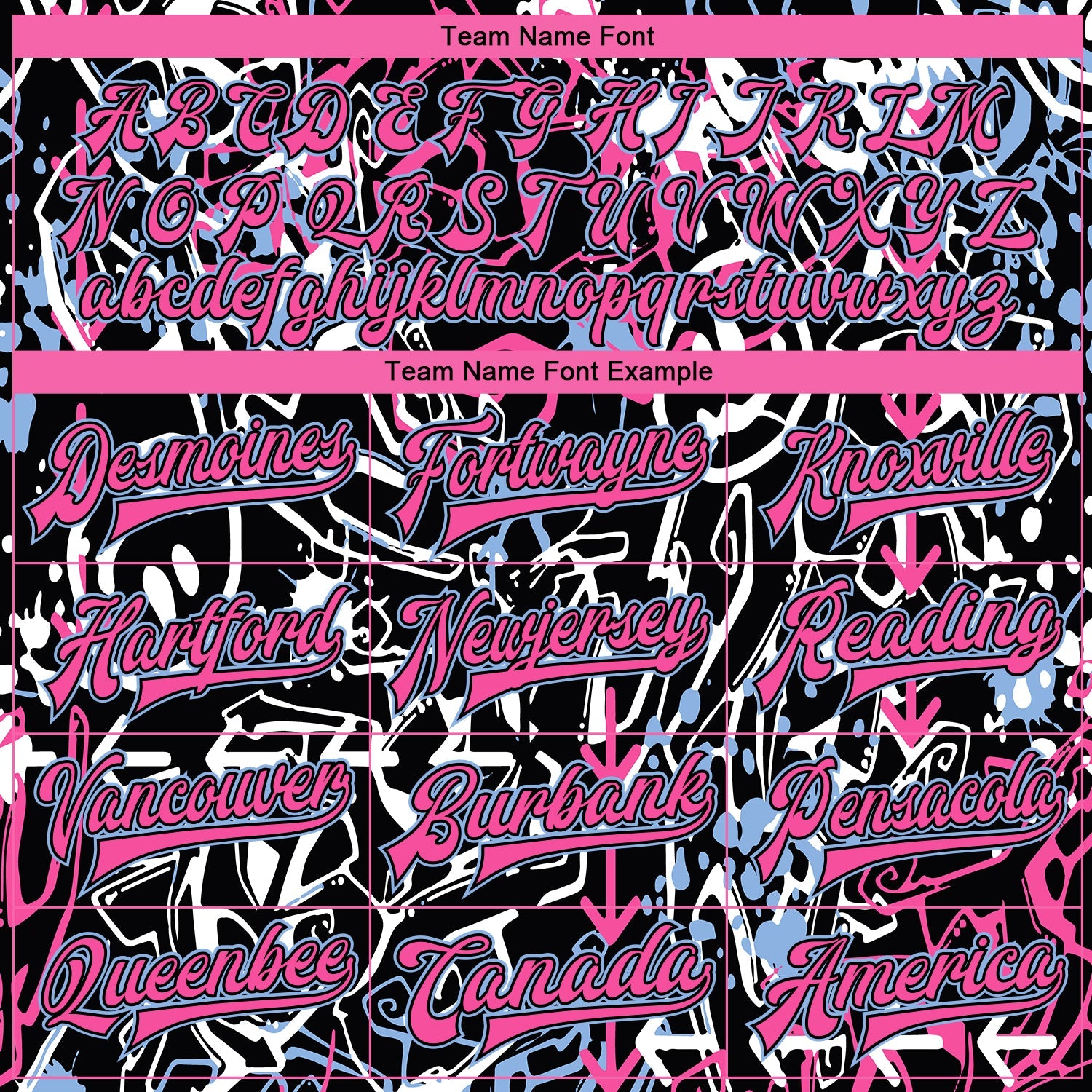 Custom Graffiti Pattern Pink-Light Blue Abstract Grunge Art 3D Bomber Full-Snap Varsity Letterman Jacket view 6