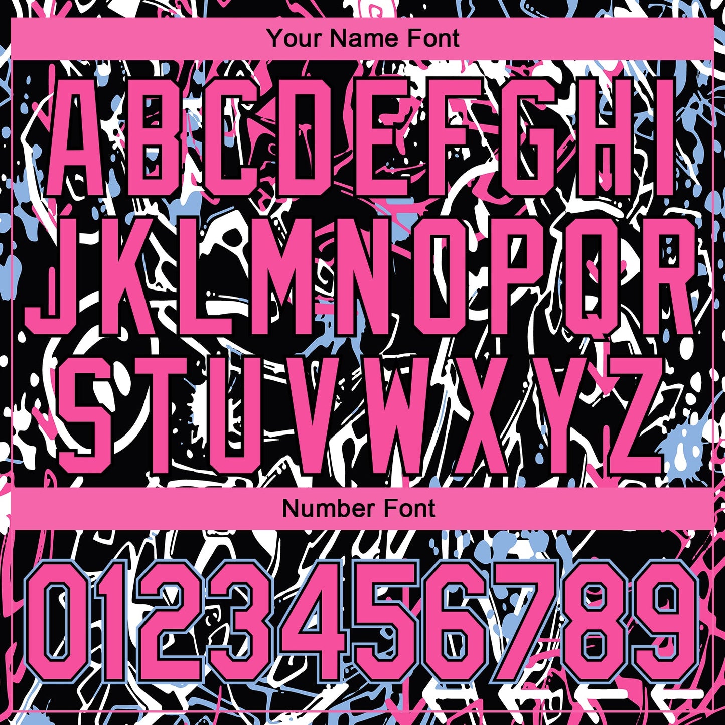 Custom Graffiti Pattern Pink-Light Blue Abstract Grunge Art 3D Bomber Full-Snap Varsity Letterman Jacket view 7