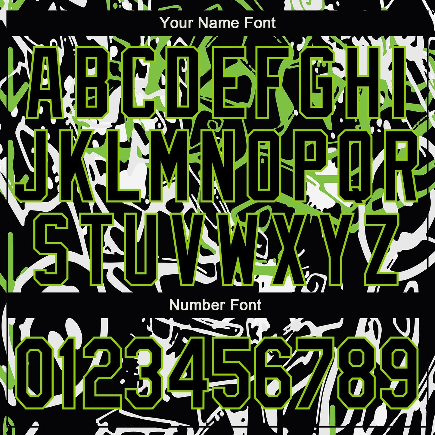 Custom Graffiti Pattern Black-Neon Green Abstract Grunge Art 3D Bomber Full-Snap Varsity Letterman Jacket view 7