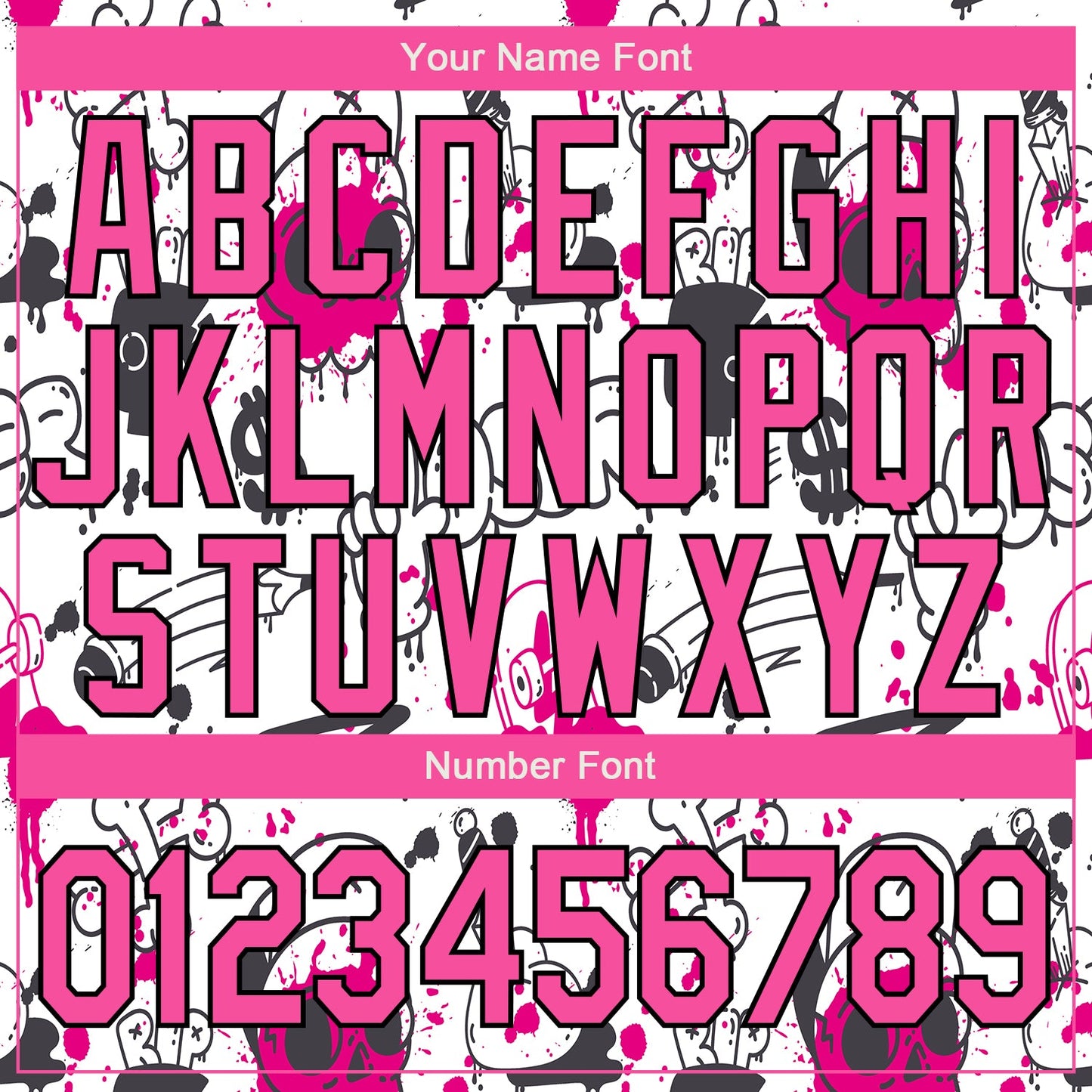 Custom Graffiti Pattern Pink-Black Abstract Grunge Art 3D Bomber Full-Snap Varsity Letterman Jacket view 7