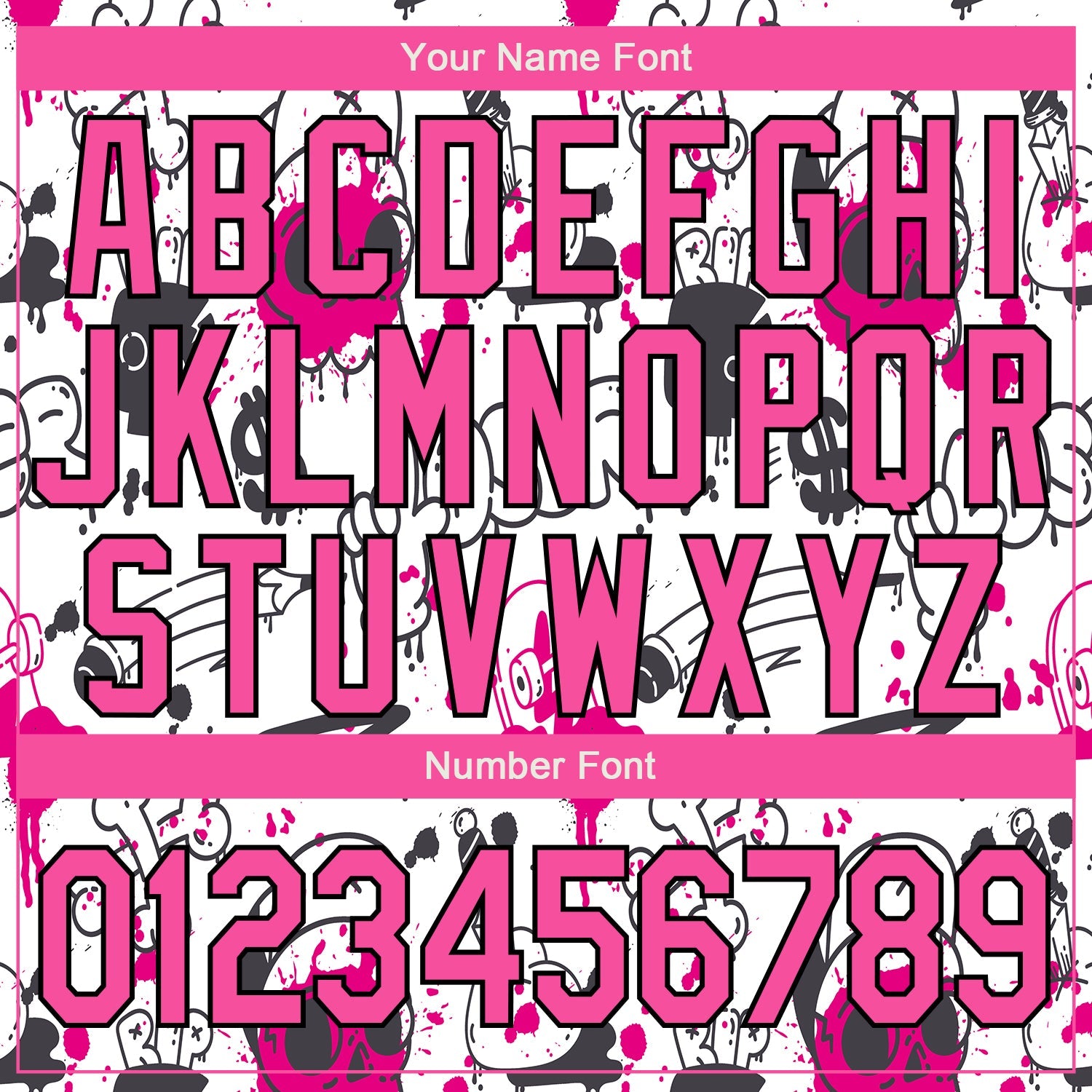 Custom Graffiti Pattern Pink-Black Abstract Grunge Art 3D Bomber Full-Snap Varsity Letterman Jacket view 7