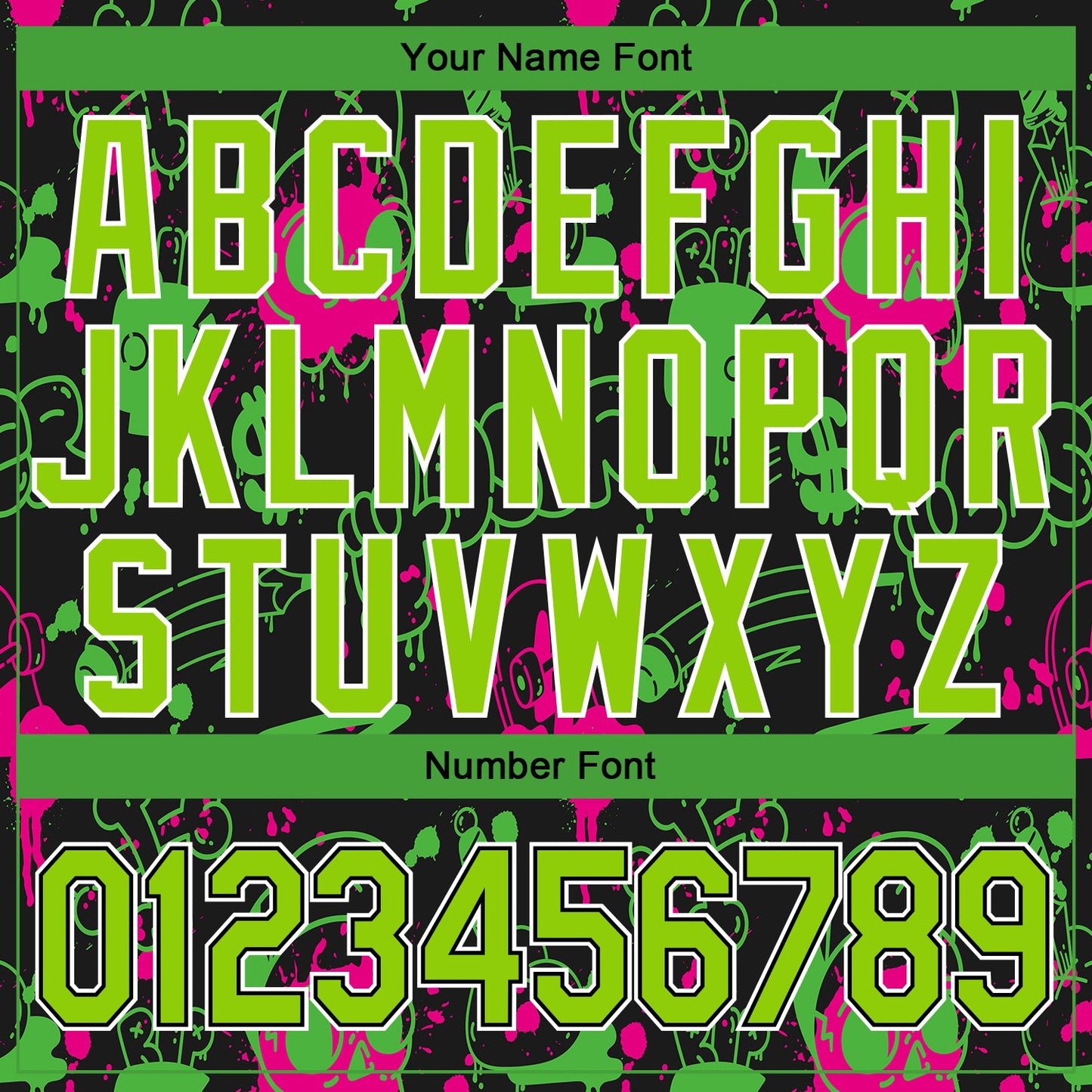 Custom Graffiti Pattern Neon Green-Black Abstract Grunge Art 3D Bomber Full-Snap Varsity Letterman Jacket view 7