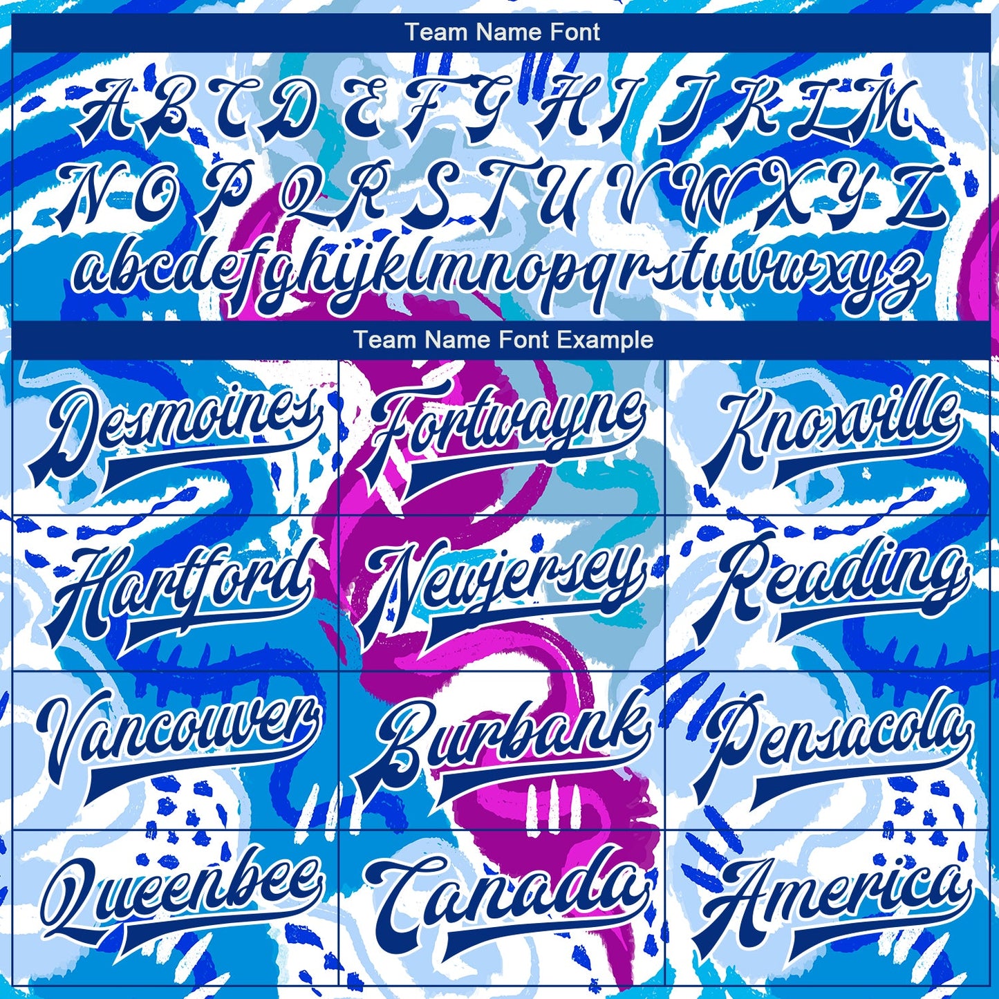 Custom Graffiti Pattern Royal-White Abstract Hand Drawn 3D Bomber Full-Snap Varsity Letterman Jacket view 6