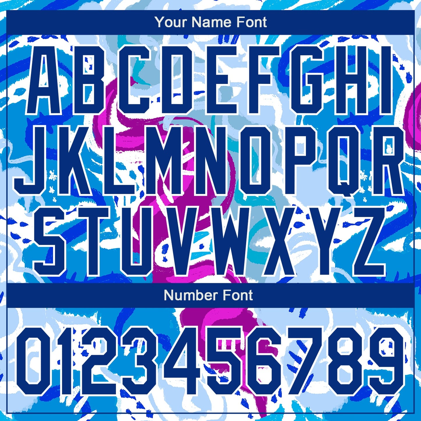 Custom Graffiti Pattern Royal-White Abstract Hand Drawn 3D Bomber Full-Snap Varsity Letterman Jacket view 7