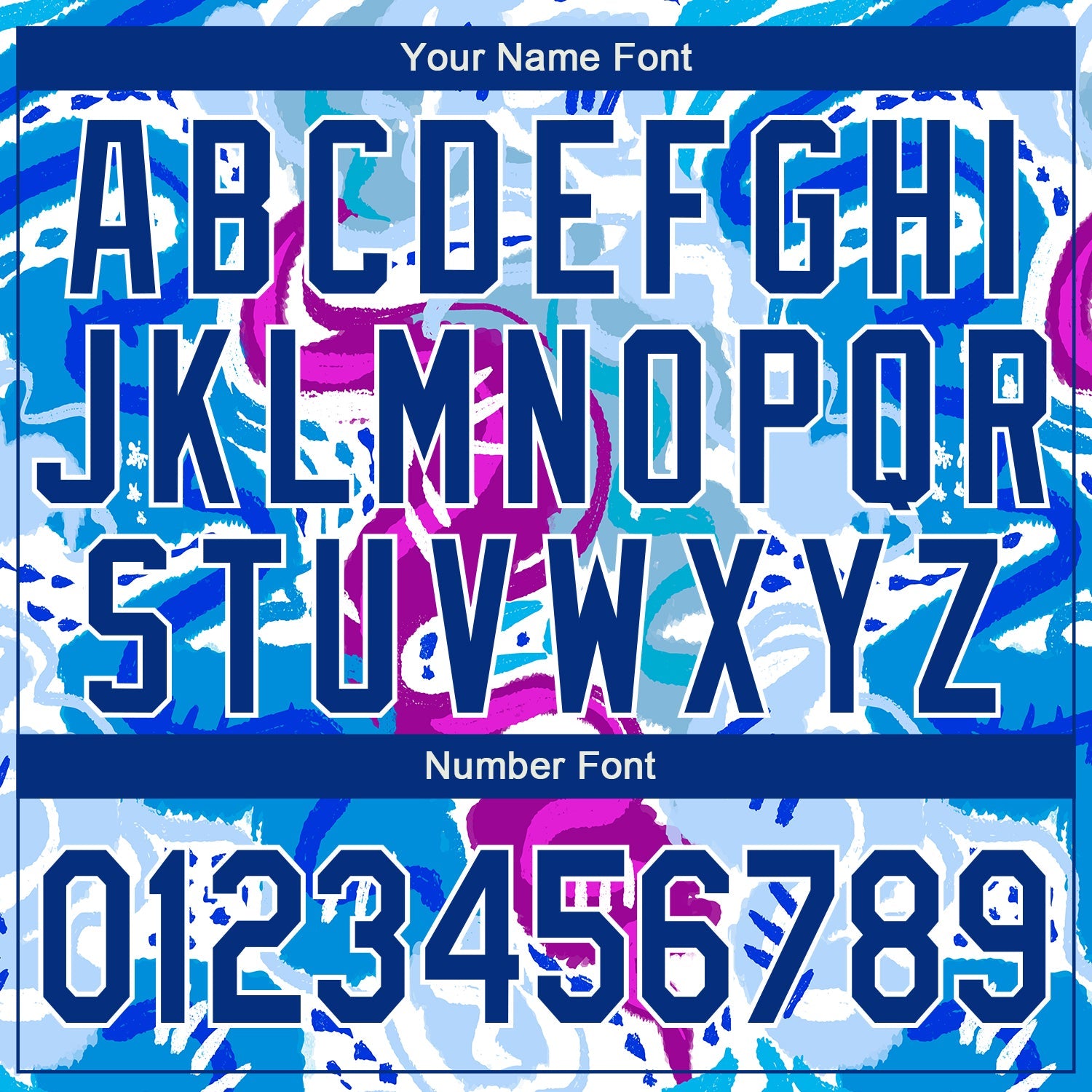 Custom Graffiti Pattern Royal-White Abstract Hand Drawn 3D Bomber Full-Snap Varsity Letterman Jacket view 7