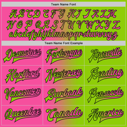 Custom Neon Green Pink-Black Bomber Full-Snap Varsity Letterman Gradient Fashion Jacket view 6