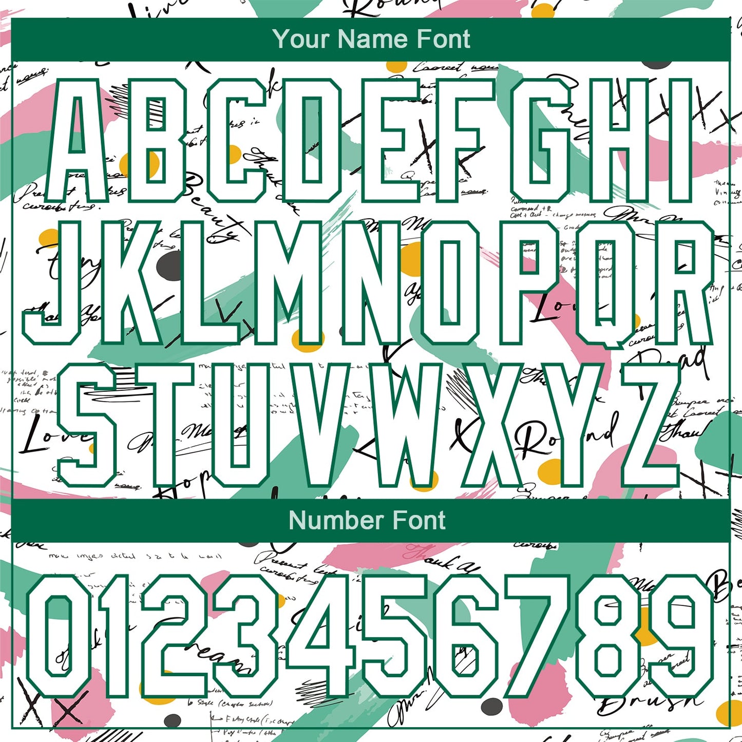 Custom Graffiti Pattern White-Kelly Green Grunge Art 3D Bomber Full-Snap Varsity Letterman Jacket view 7