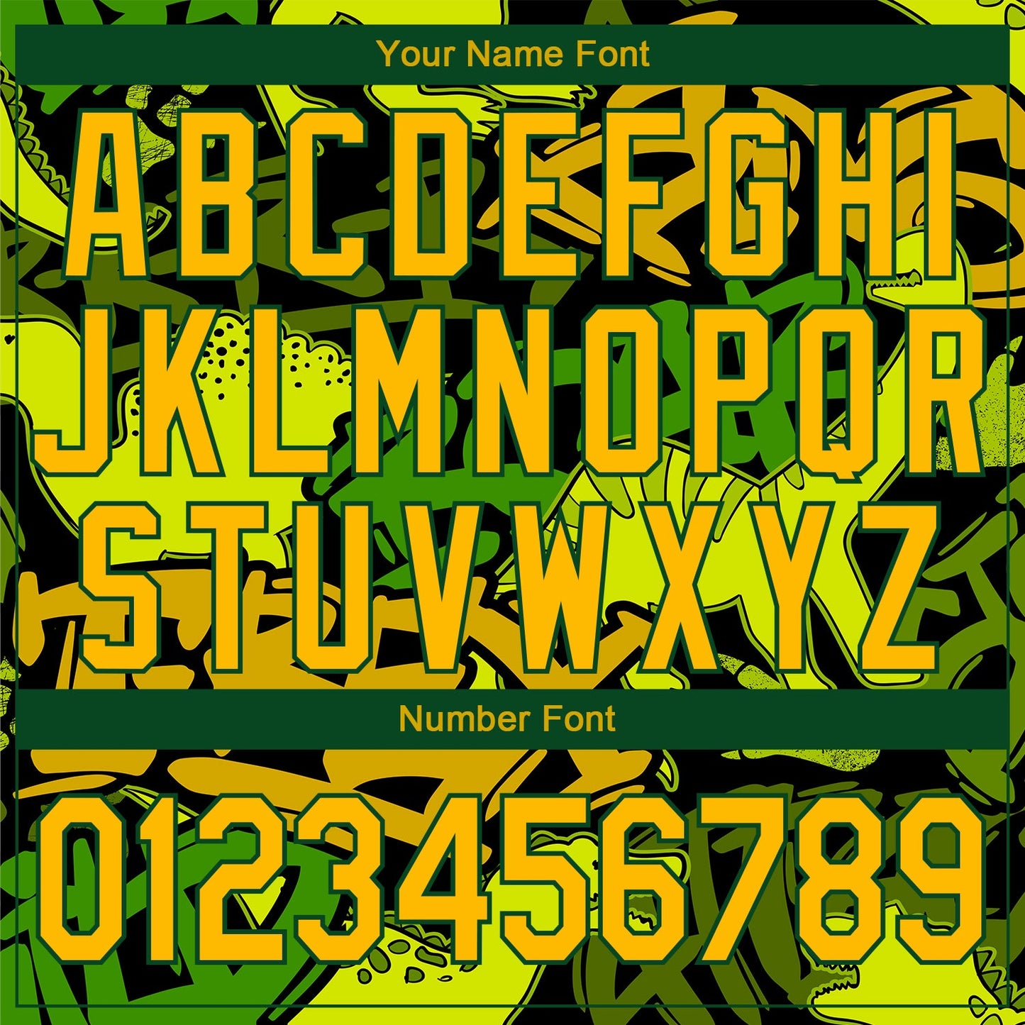 Custom Graffiti Pattern Gold-Green Grunge Art With Dinosaur And Words 3D Bomber Full-Snap Varsity Letterman Jacket view 7