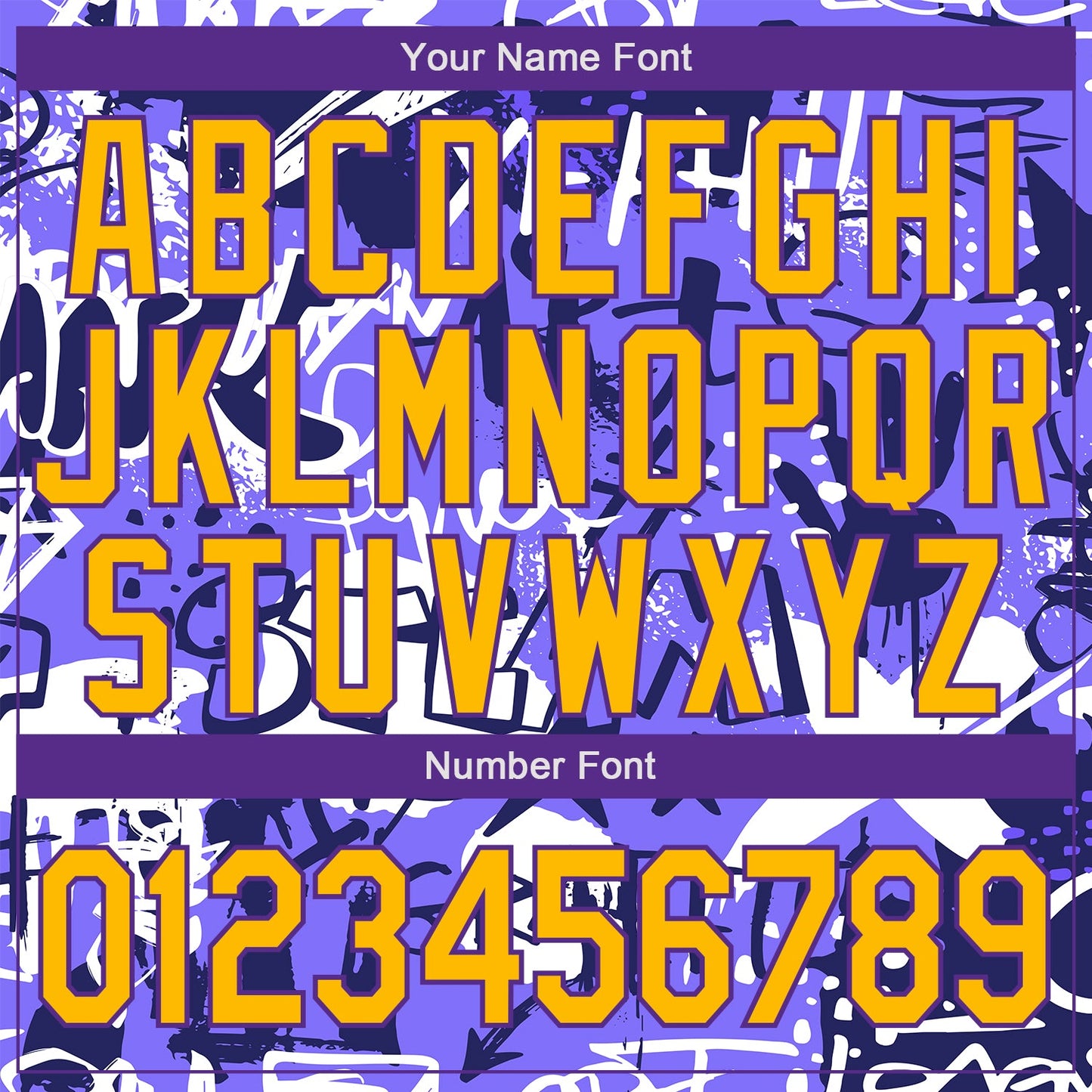 Custom Graffiti Pattern Gold-Purple Grunge Street Art 3D Bomber Full-Snap Varsity Letterman Jacket view 7