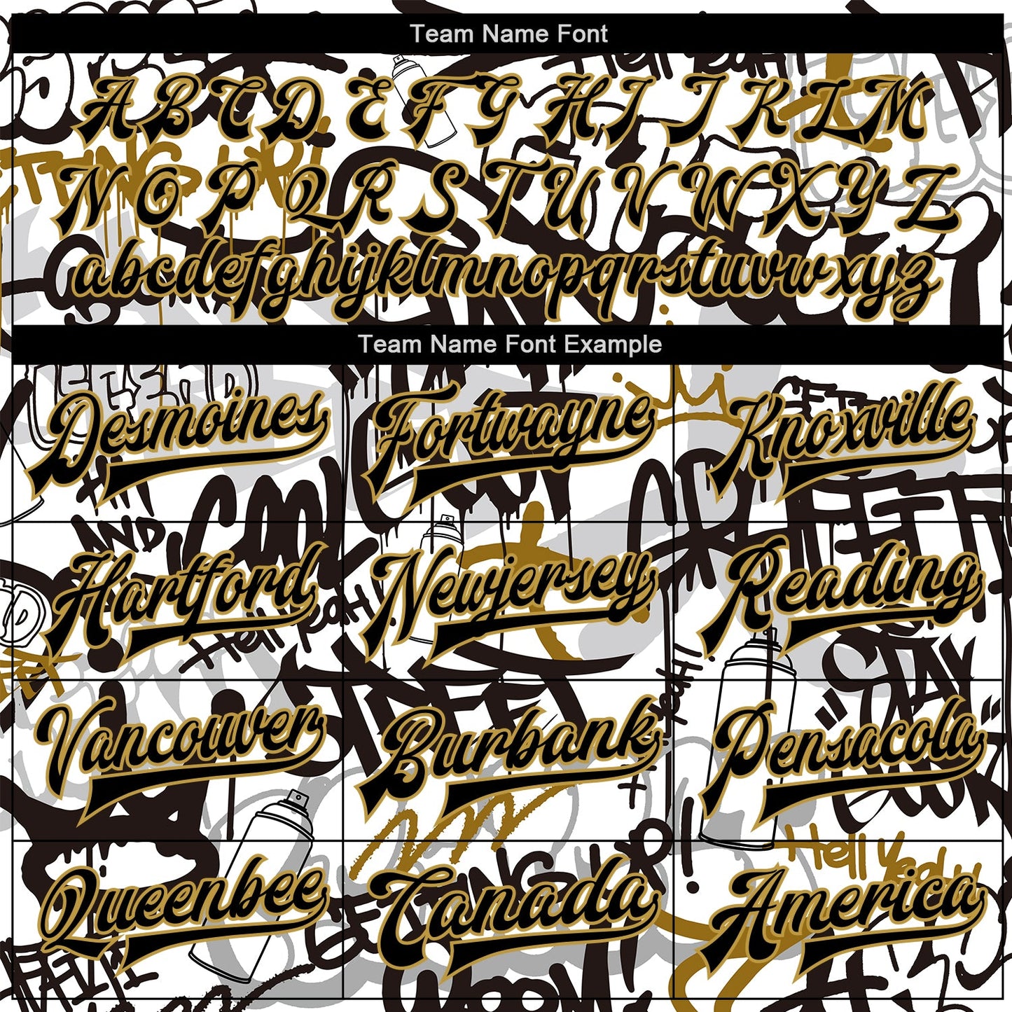 Custom Graffiti Pattern Black-Old Gold Grunge Urban Street Art 3D Bomber Full-Snap Varsity Letterman Jacket view 6