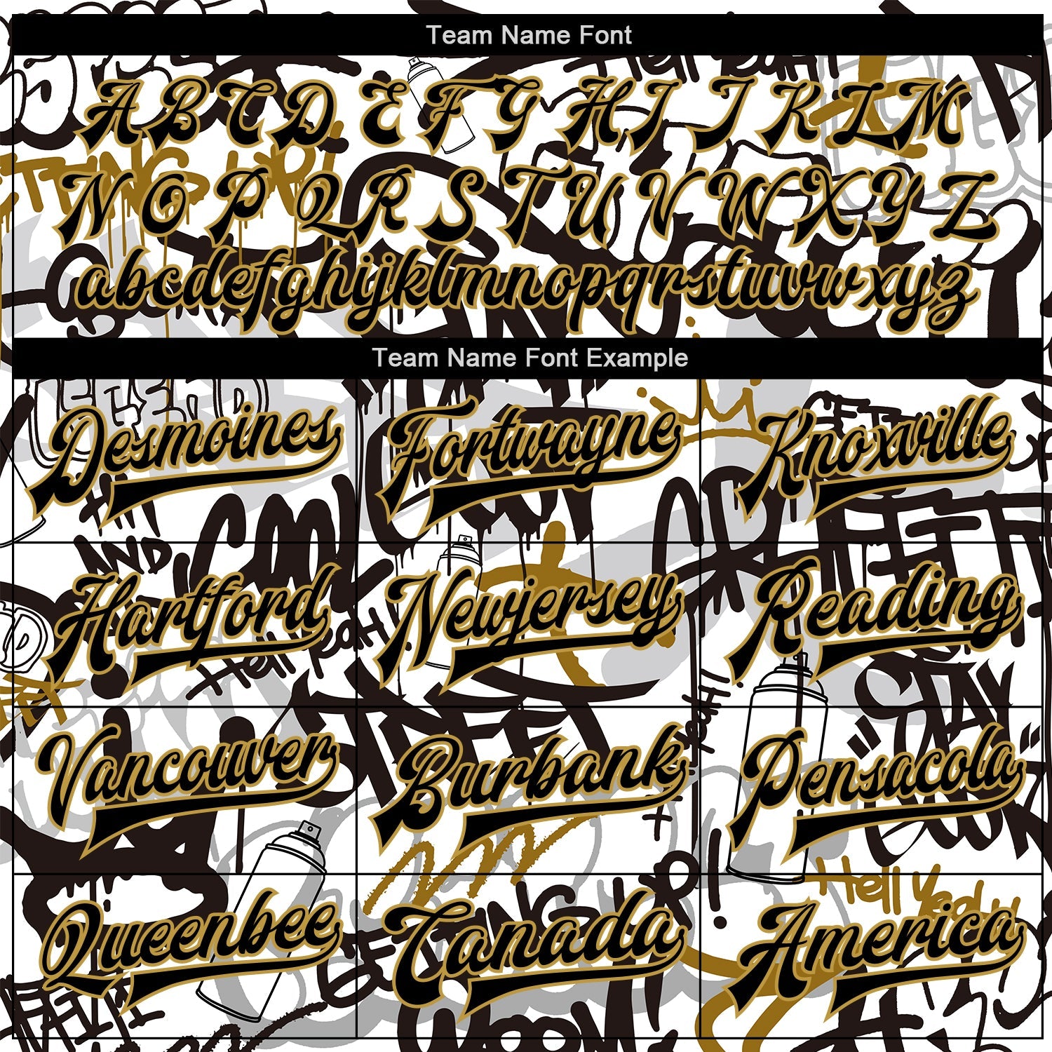 Custom Graffiti Pattern Black-Old Gold Grunge Urban Street Art 3D Bomber Full-Snap Varsity Letterman Jacket view 6