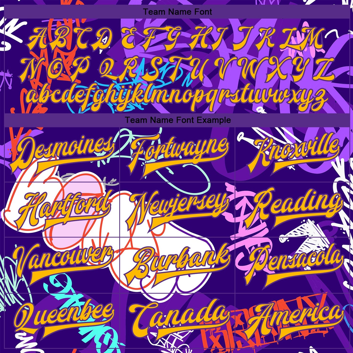 Custom Graffiti Pattern Gold-Purple Hiphop Urban Street Art 3D Bomber Full-Snap Varsity Letterman Jacket view 6