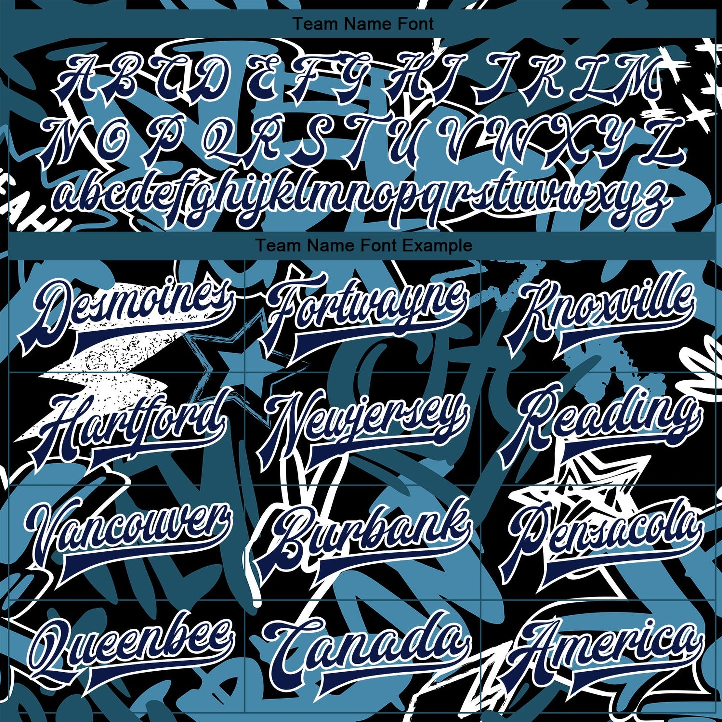 Custom Graffiti Pattern Navy-White Grunge Urban Street Art 3D Bomber Full-Snap Varsity Letterman Jacket view 6