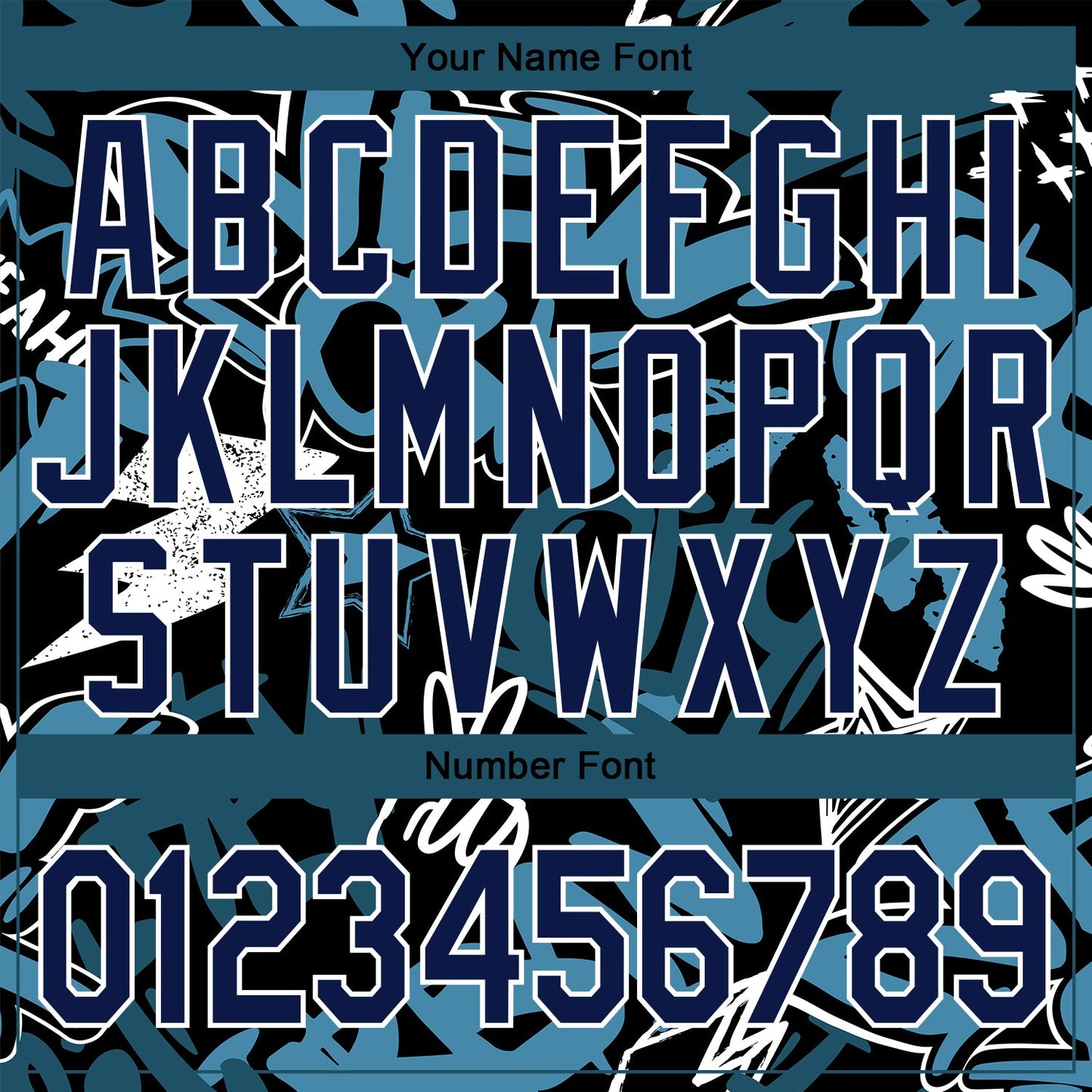Custom Graffiti Pattern Navy-White Grunge Urban Street Art 3D Bomber Full-Snap Varsity Letterman Jacket view 7