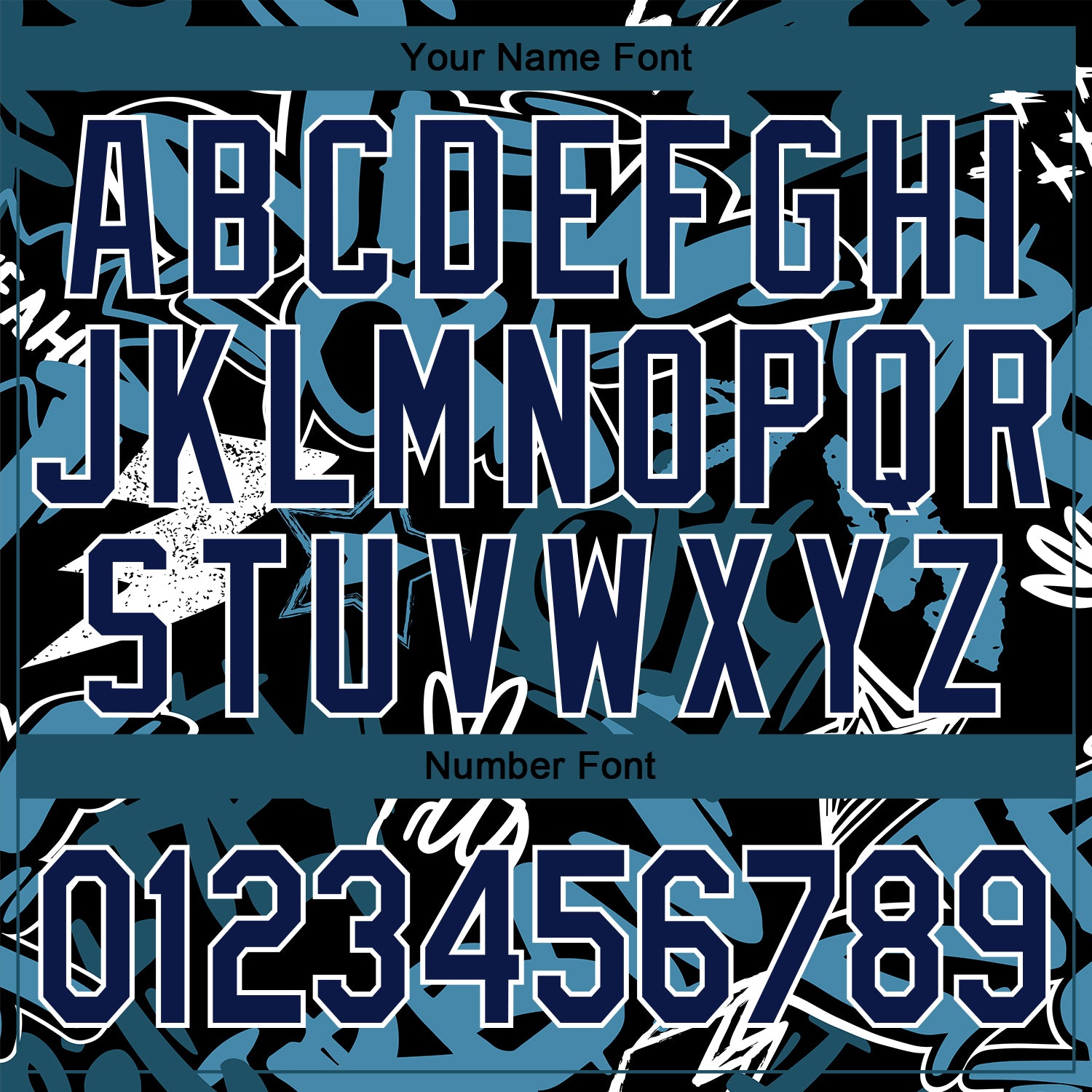 Custom Graffiti Pattern Navy-White Grunge Urban Street Art 3D Bomber Full-Snap Varsity Letterman Jacket view 7