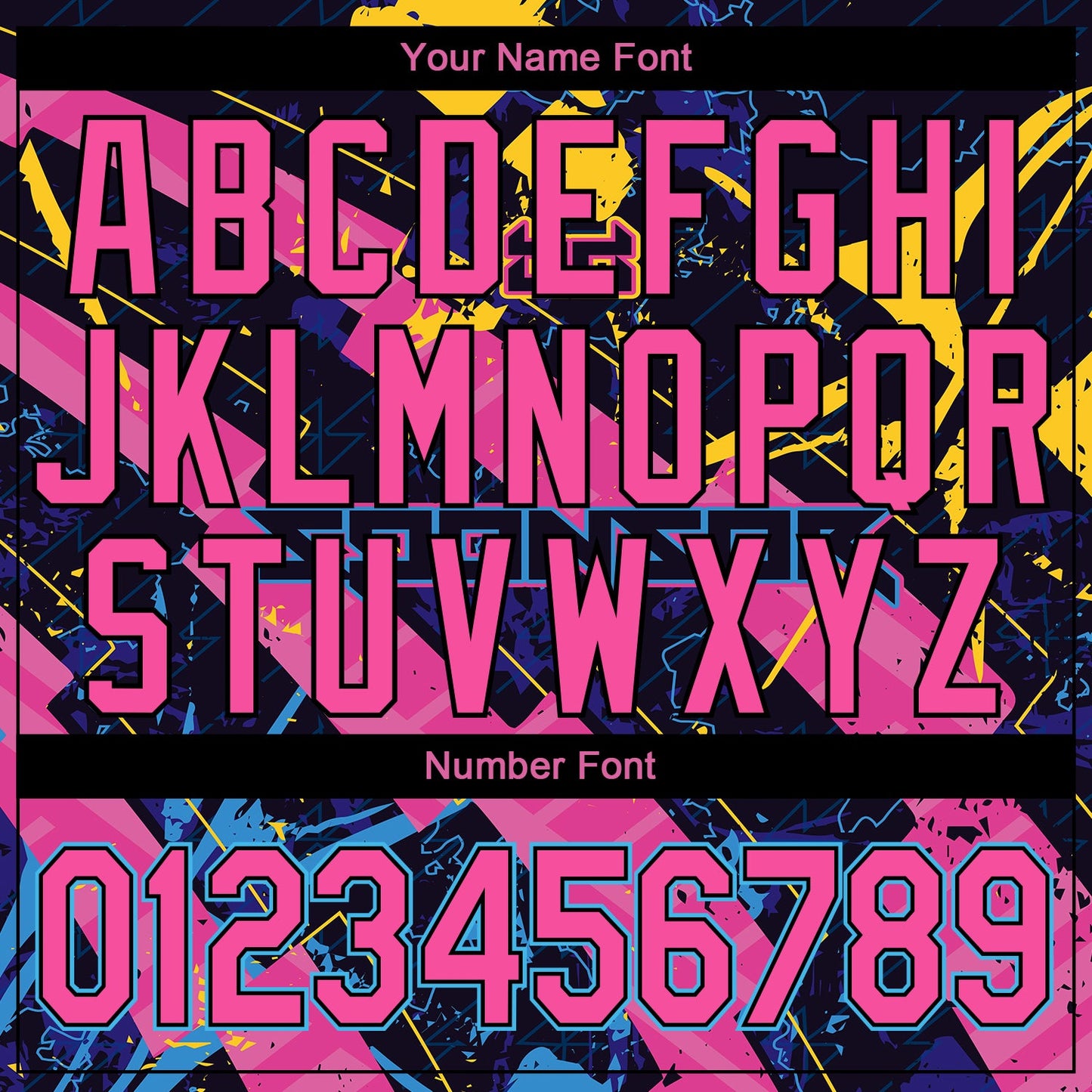 Custom Graffiti Pattern Pink Black-Sky Blue Abstract Futuristic 3D Bomber Full-Snap Varsity Letterman Jacket view 7