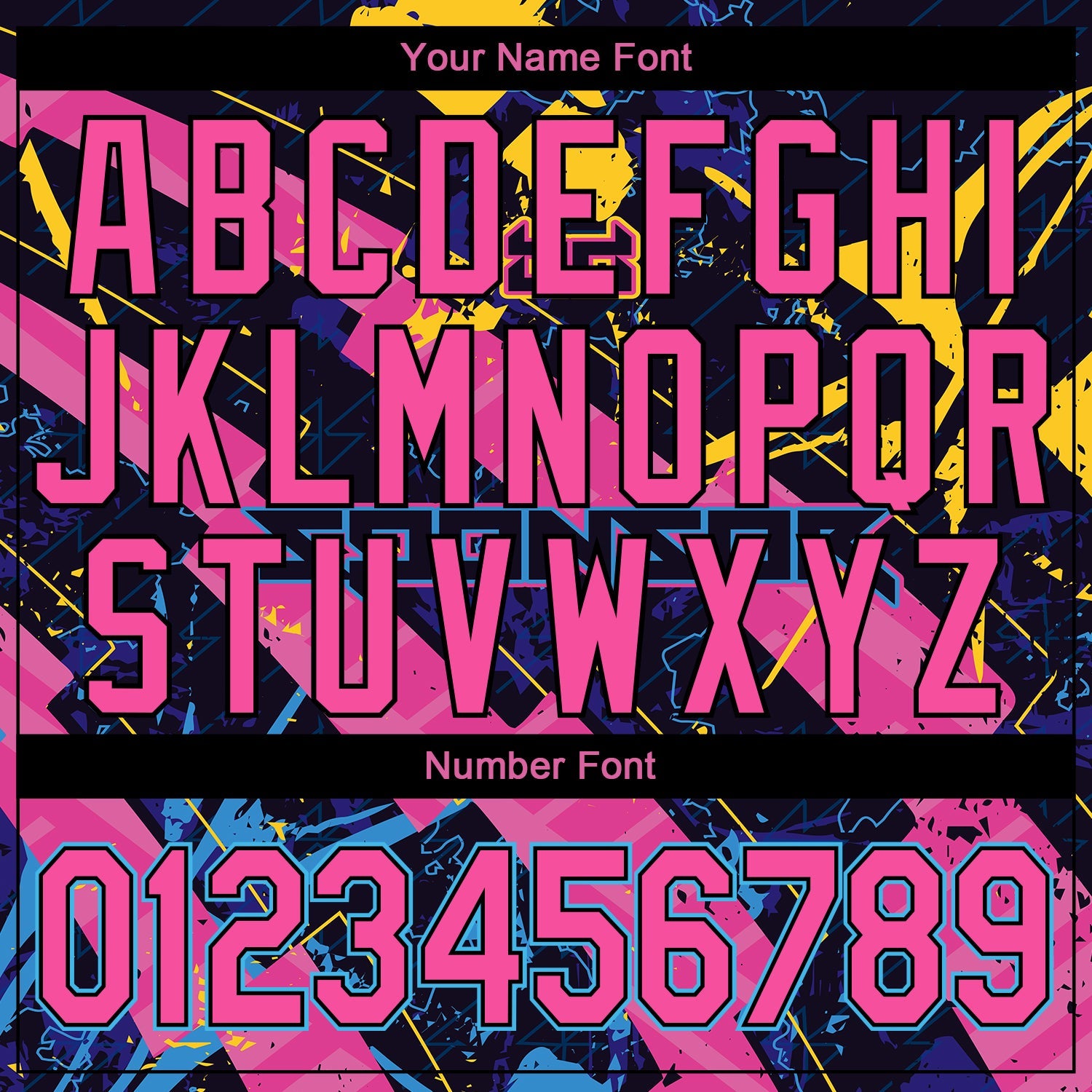 Custom Graffiti Pattern Pink Black-Sky Blue Abstract Futuristic 3D Bomber Full-Snap Varsity Letterman Jacket view 7