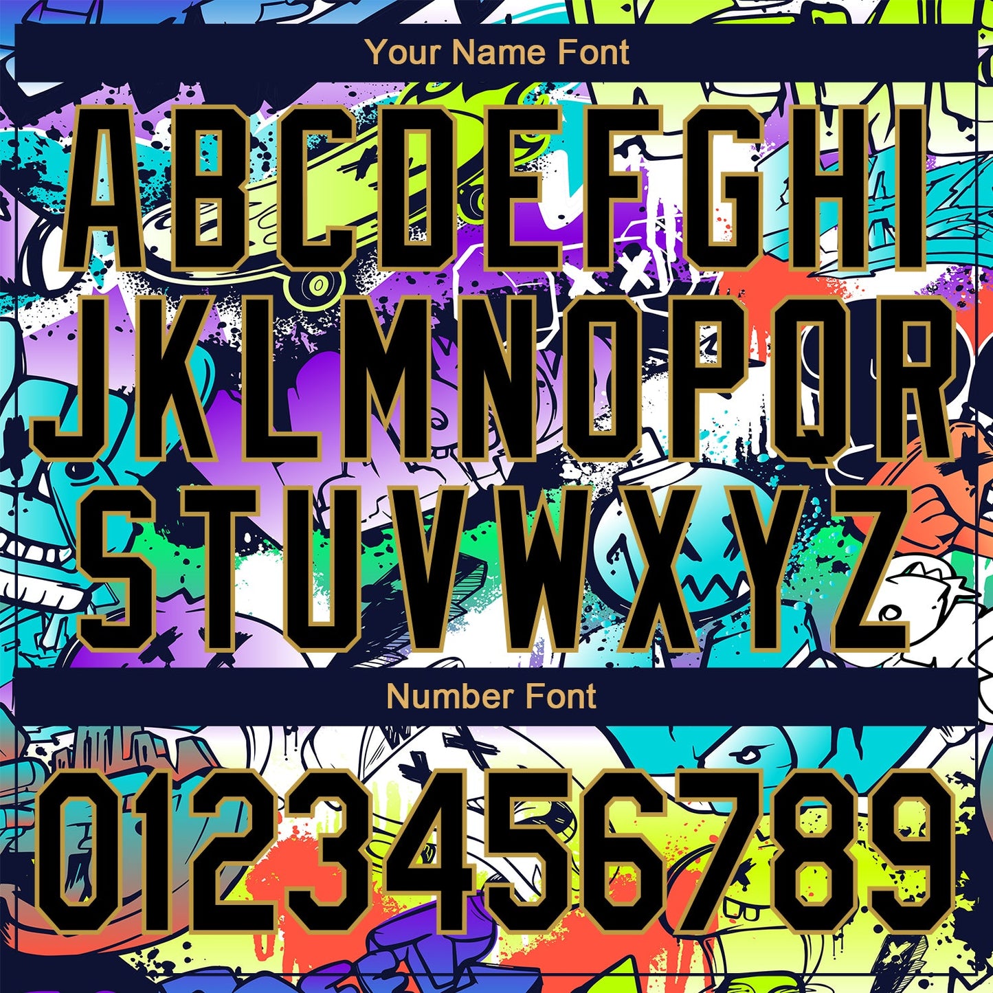 Custom Graffiti Pattern Black-Old Gold Grunge Urban Street Art 3D Bomber Full-Snap Varsity Letterman Jacket view 7
